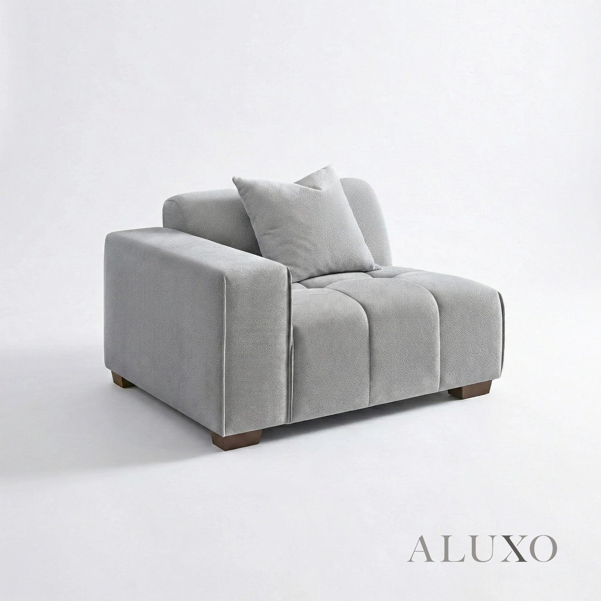 Aluxo Albert Cloudy Grey Boucle Right Hand Corner Sofa | 5 Seater