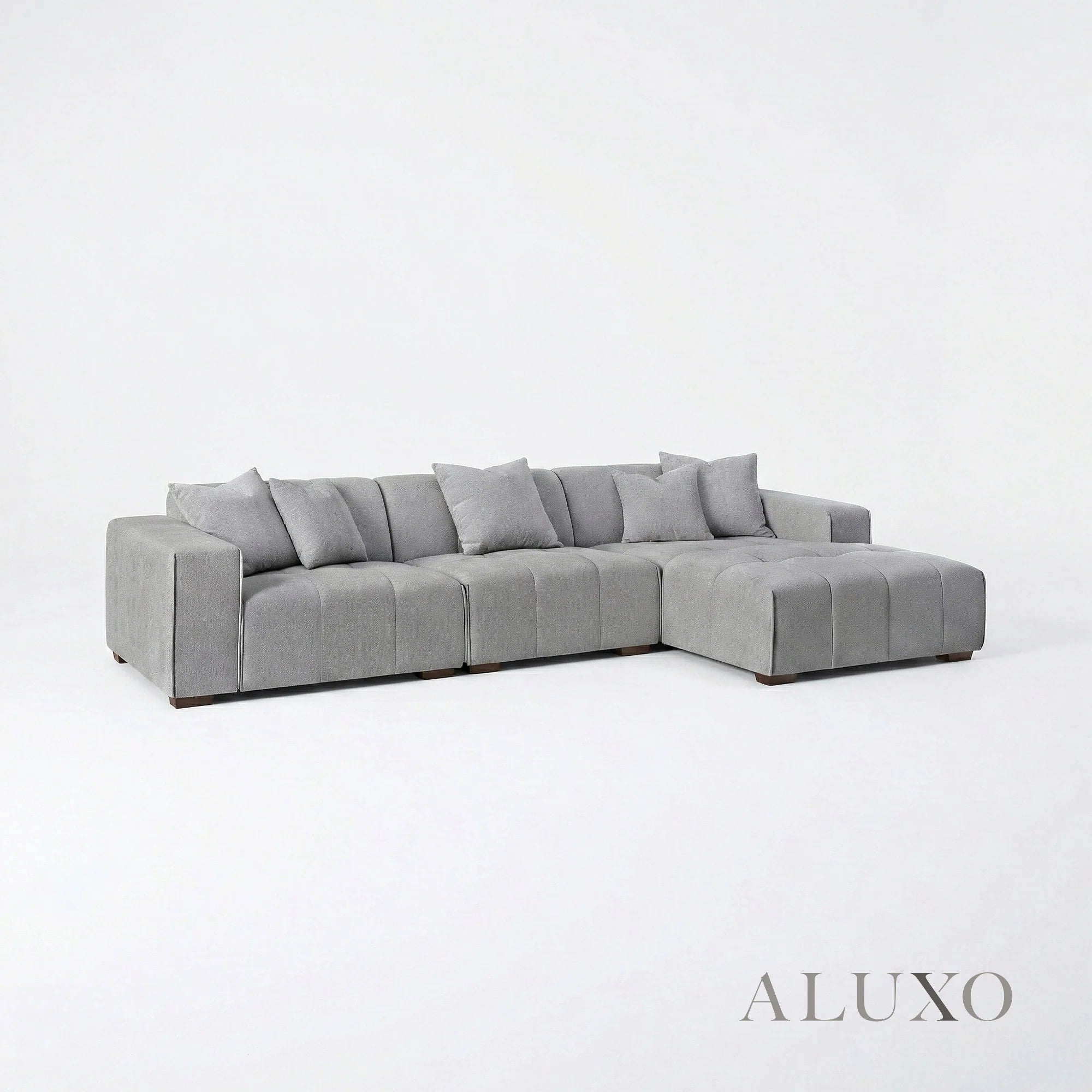 Aluxo Albert Cloudy Grey Boucle Right Hand Corner Sofa | 5 Seater