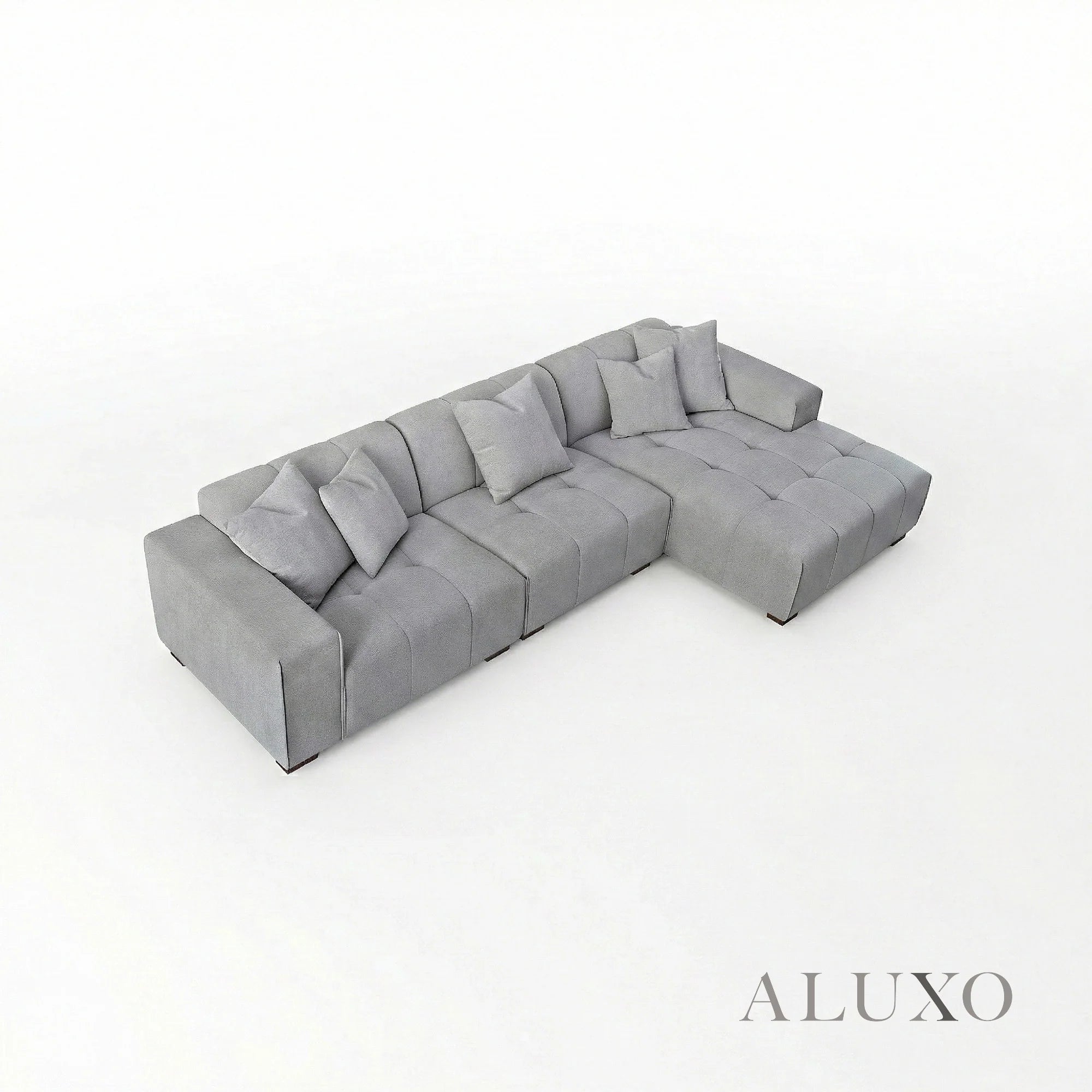 Aluxo Albert Cloudy Grey Boucle Right Hand Corner Sofa | 5 Seater