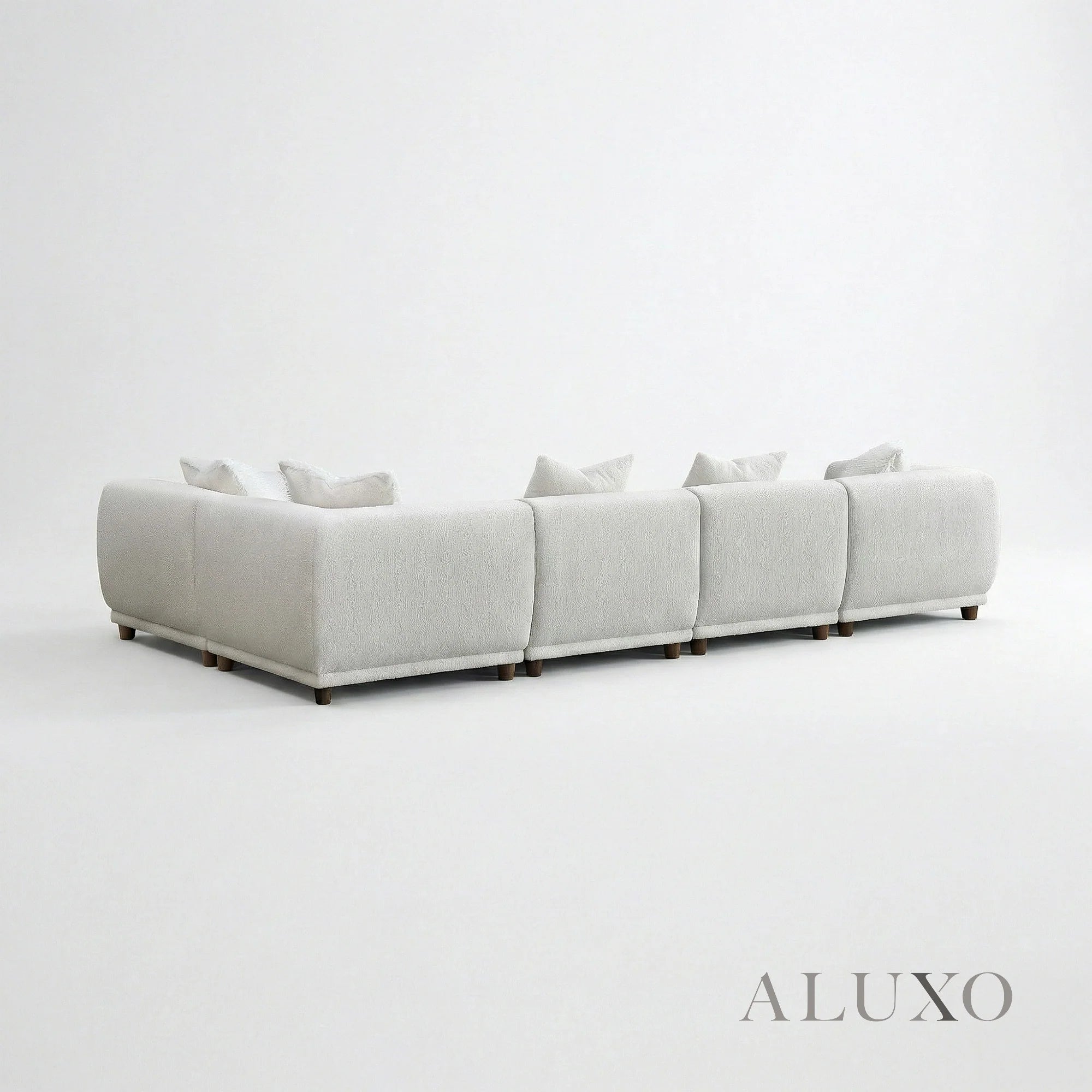 Aluxo Cindy Polar White Boucle Modular Corner Sofa | 5 Seater
