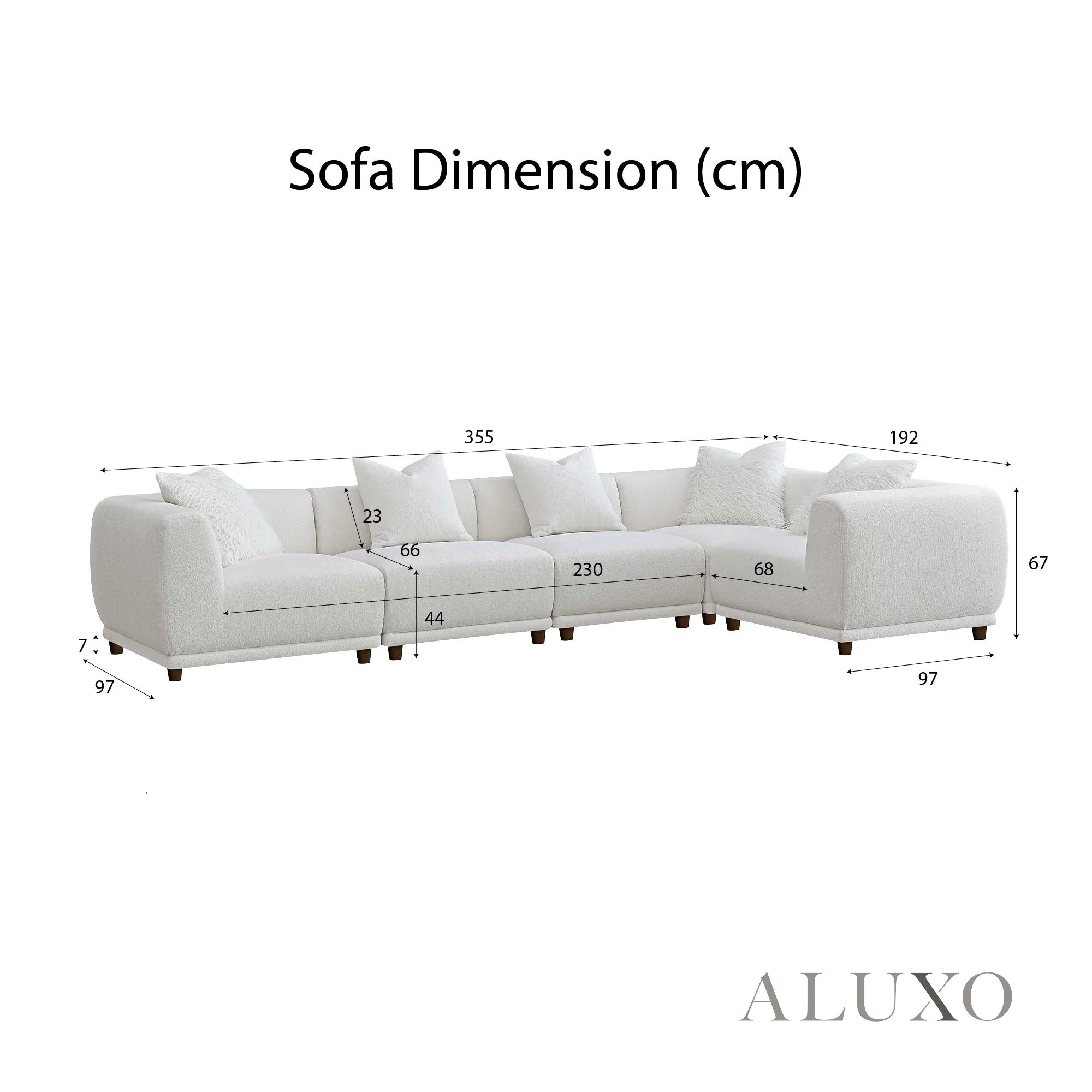 Aluxo Cindy Polar White Boucle Modular Corner Sofa | 5 Seater