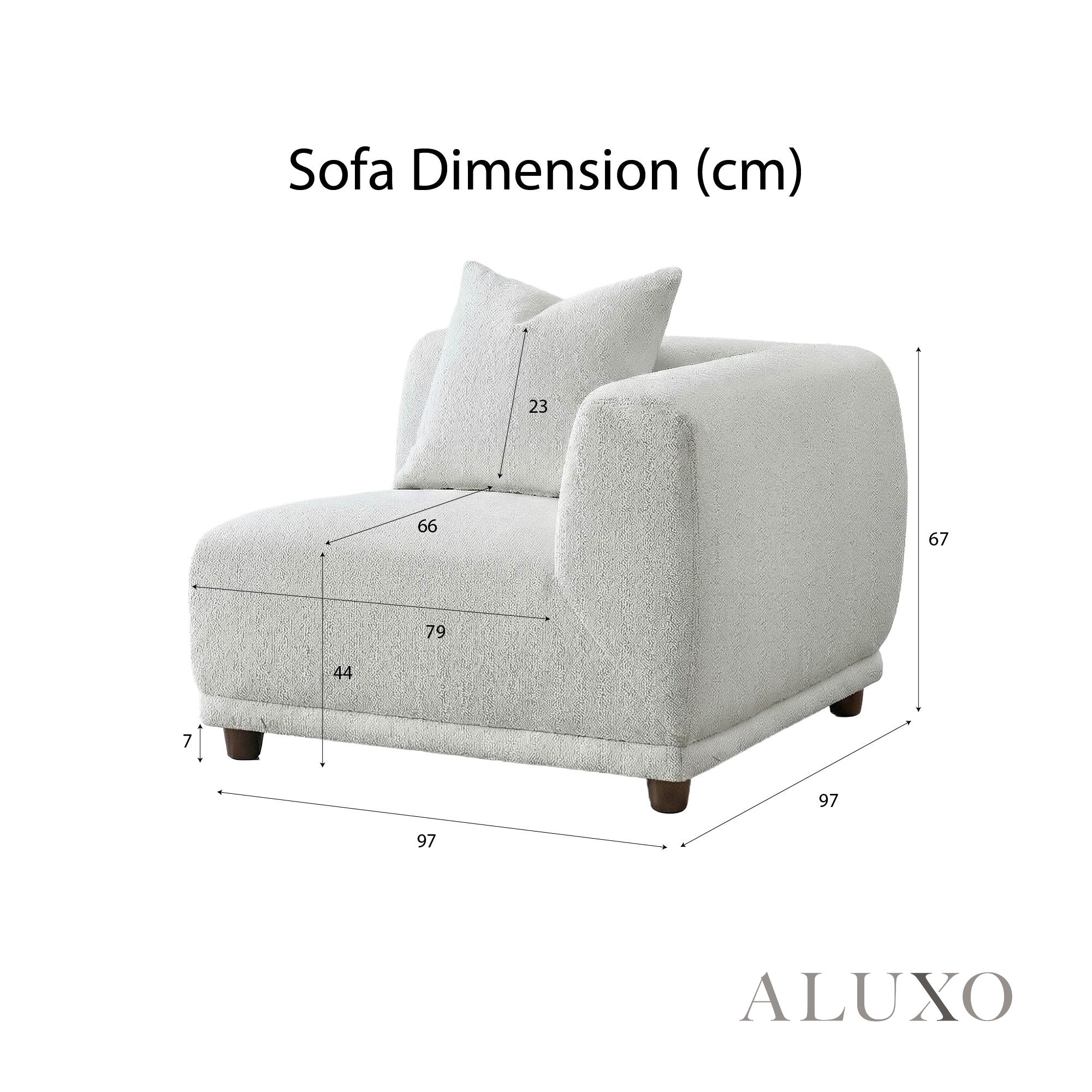 Aluxo Cindy Polar White Boucle Modular Corner Sofa | 5 Seater
