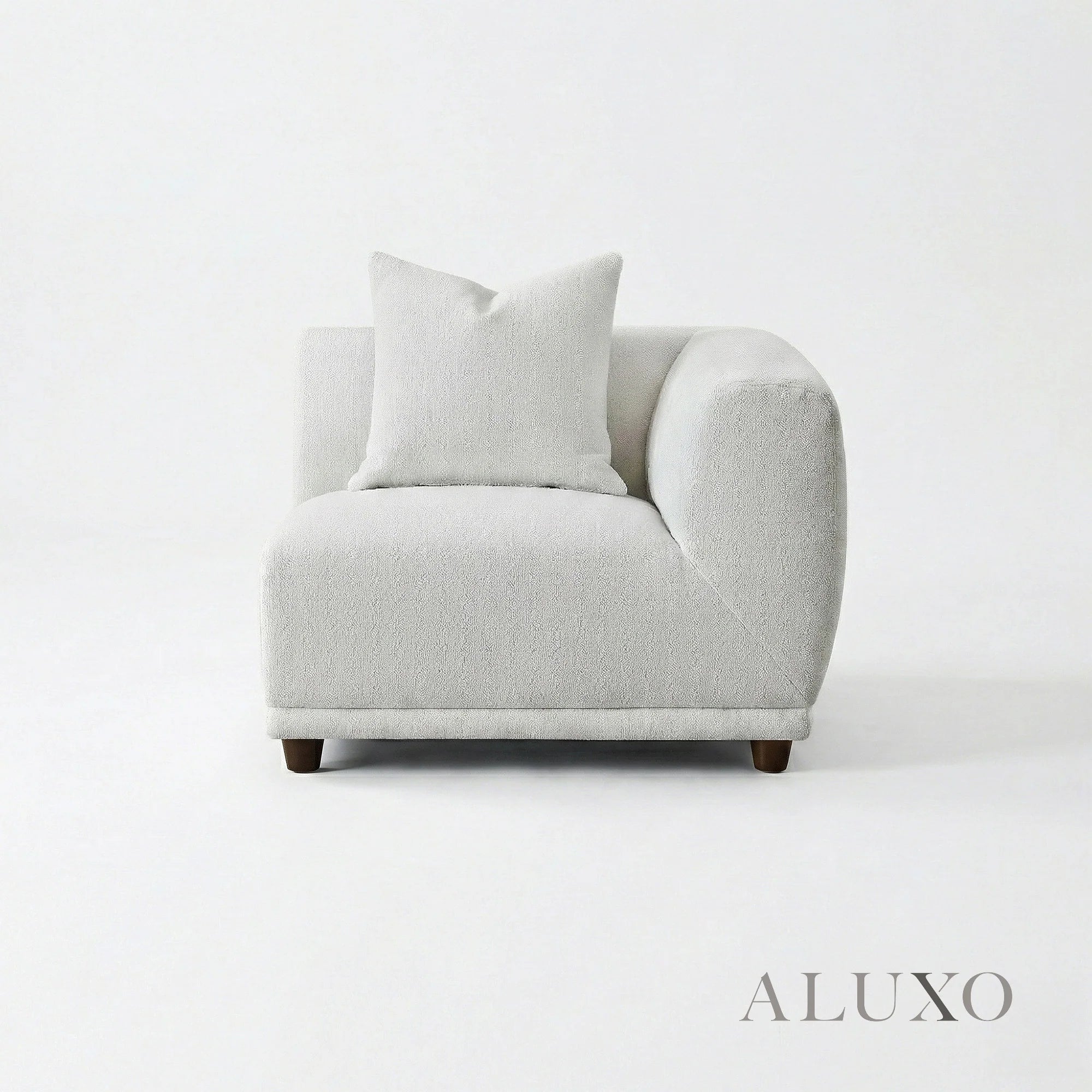 Aluxo Cindy Polar White Boucle Modular Corner Sofa | 5 Seater