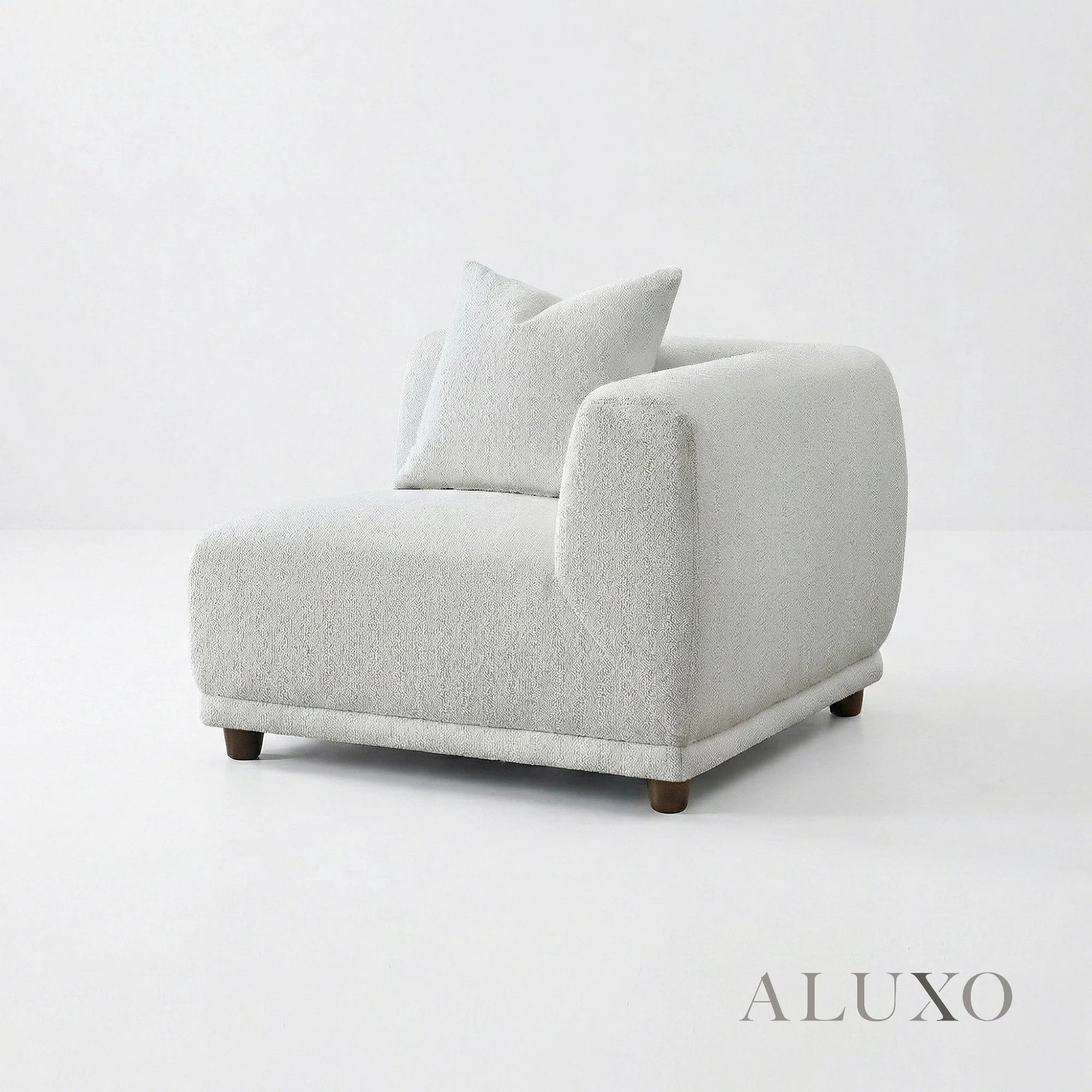 Aluxo Cindy Polar White Boucle Modular Corner Sofa | 5 Seater