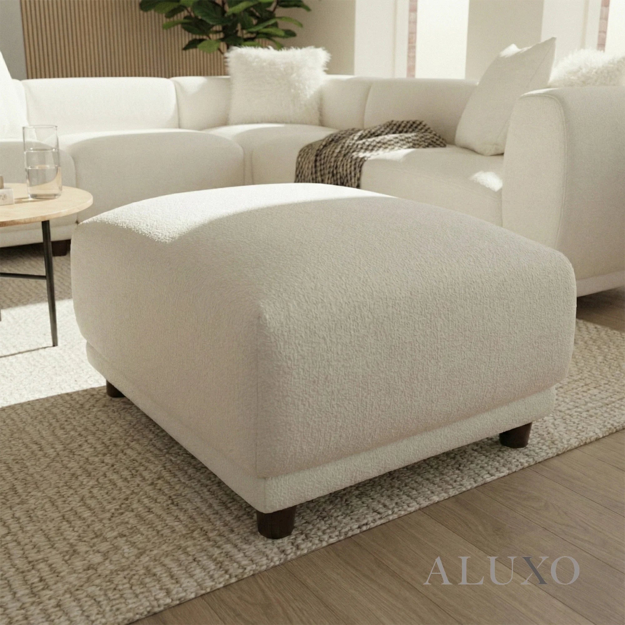 Aluxo Cindy Polar Boucle Sofa Ottoman Footstool