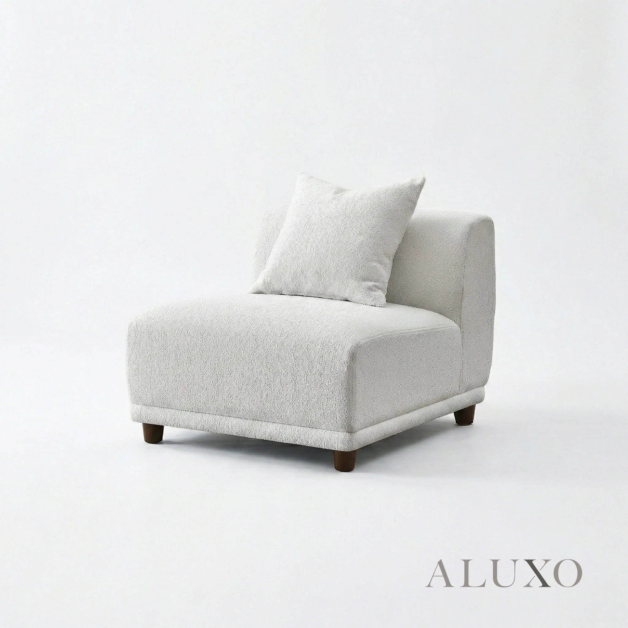 Aluxo Cindy Polar White Boucle Modular Corner Sofa | 5 Seater