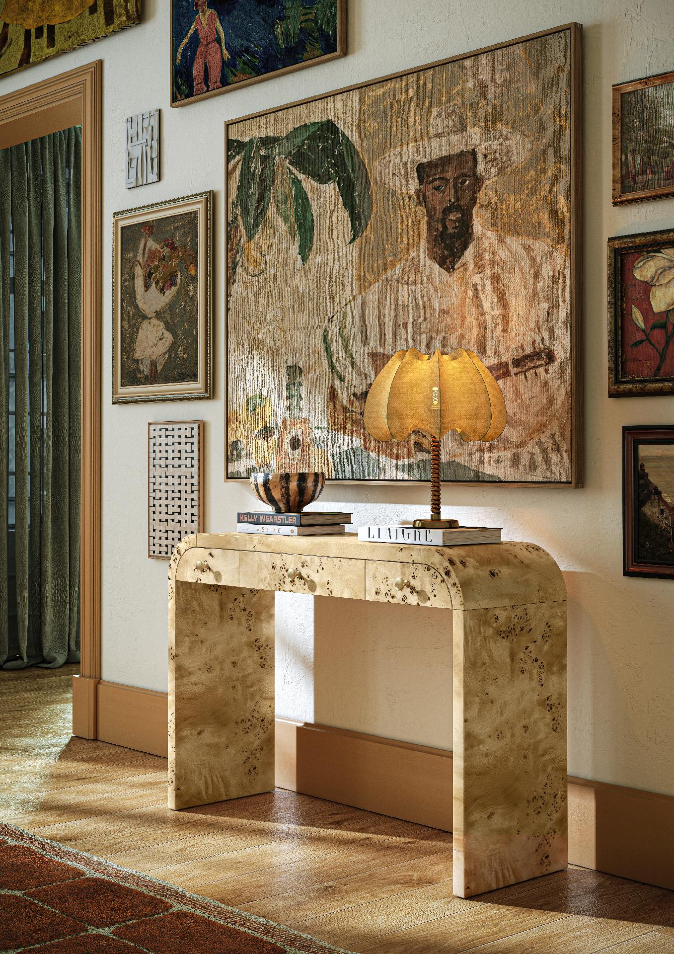 Denver Natural Burl Wood Console Table