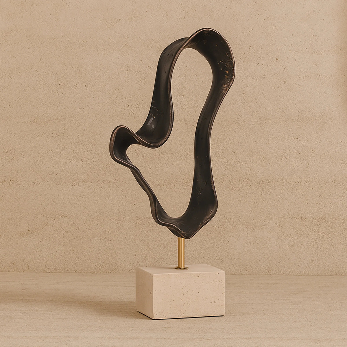 Ondra Dark Bronze Resin & Cream Marble Sculpture