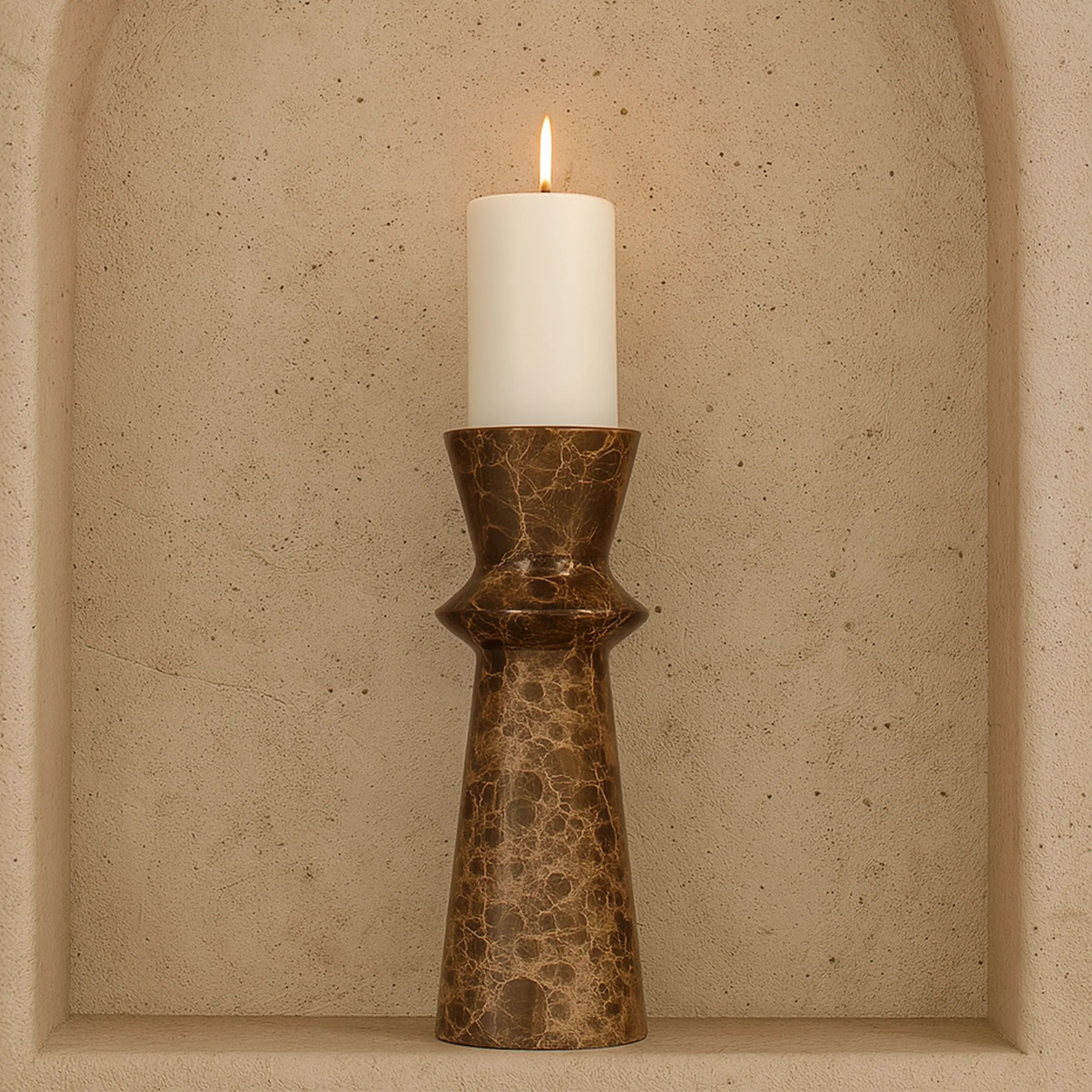 Melora Dark Brown Marble Candle Holder