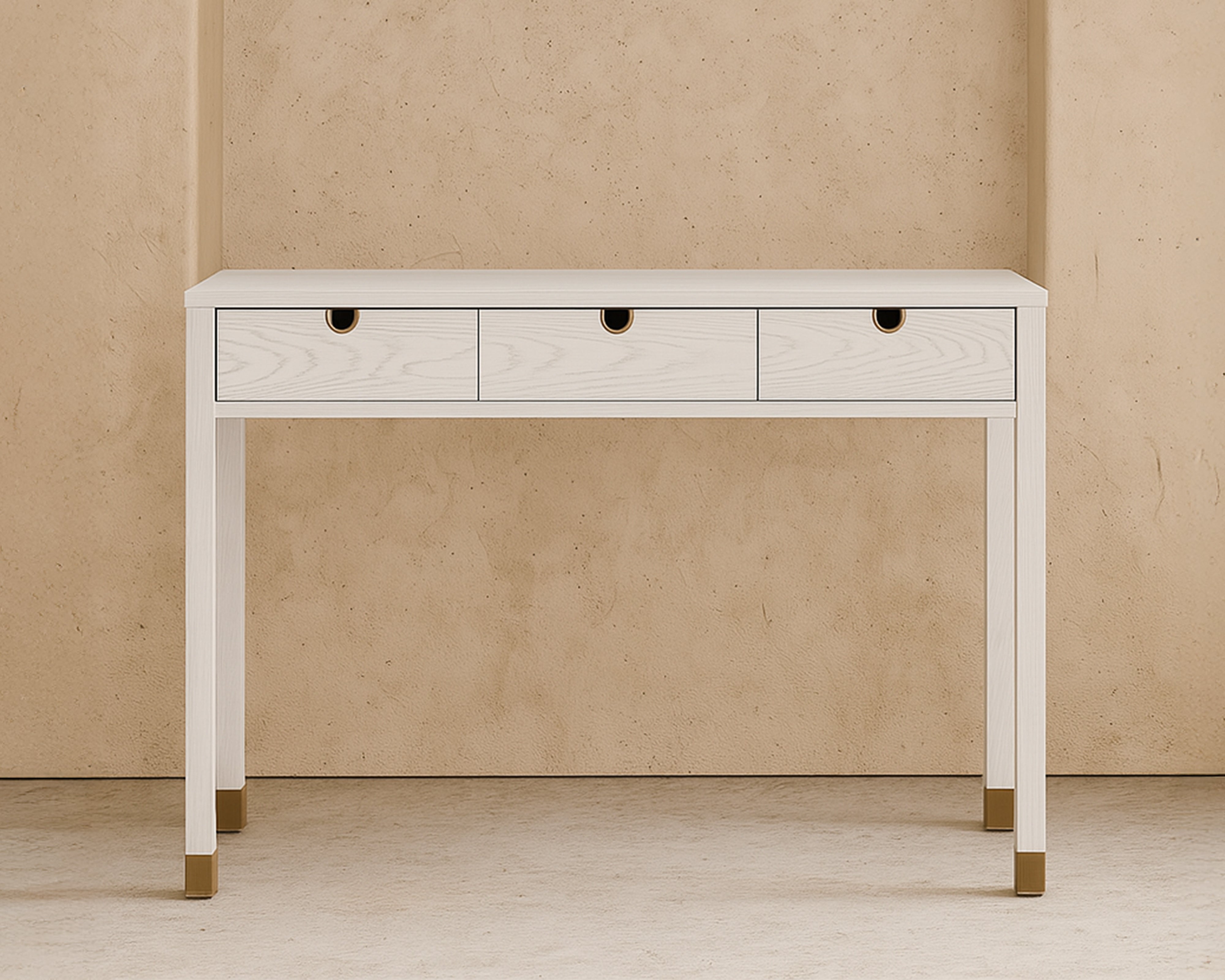 Alcudia Dressing Table - Ivory Brushed & Antique Brass