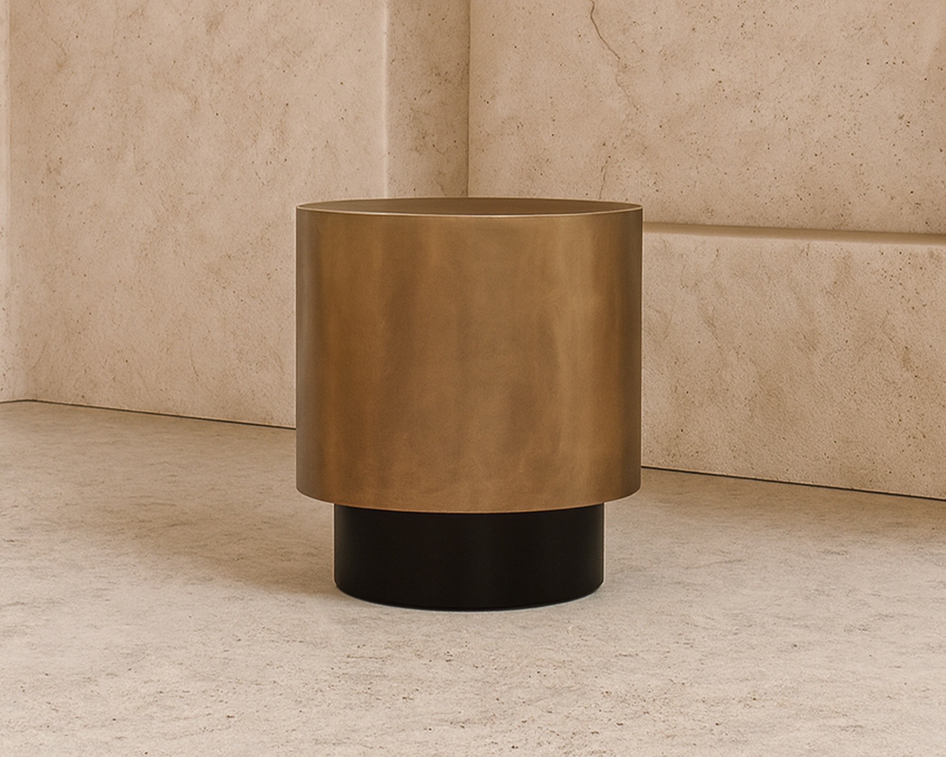 Aldo Side Table - Steel Hairline Bronze & Satin Black Base