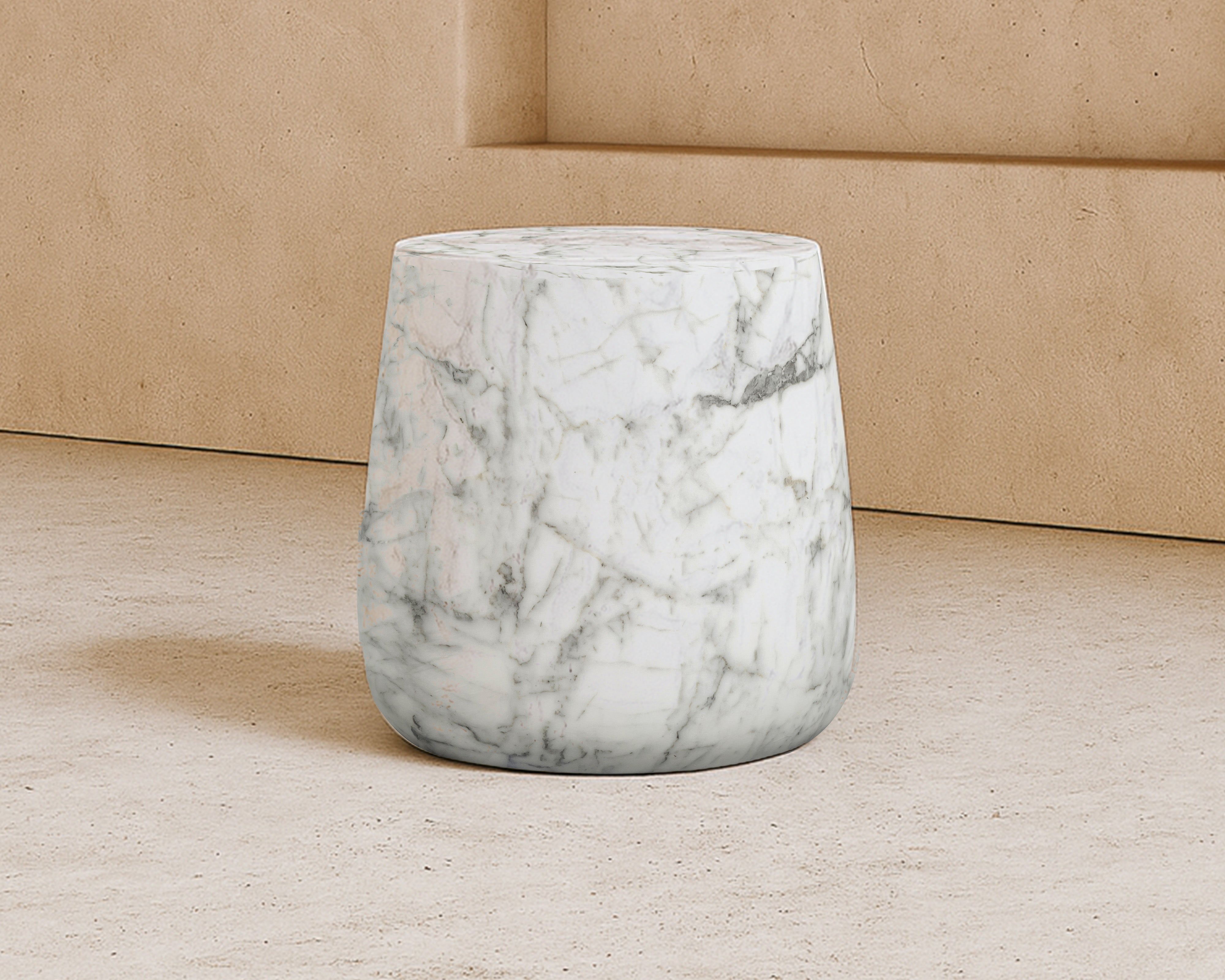 Bongo Side Table - Carrara White Marble Effect