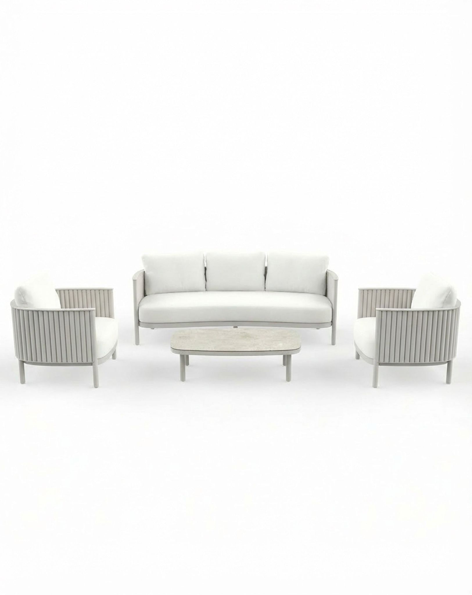Mali 5 Seater White Lounging Set with Coffee Table