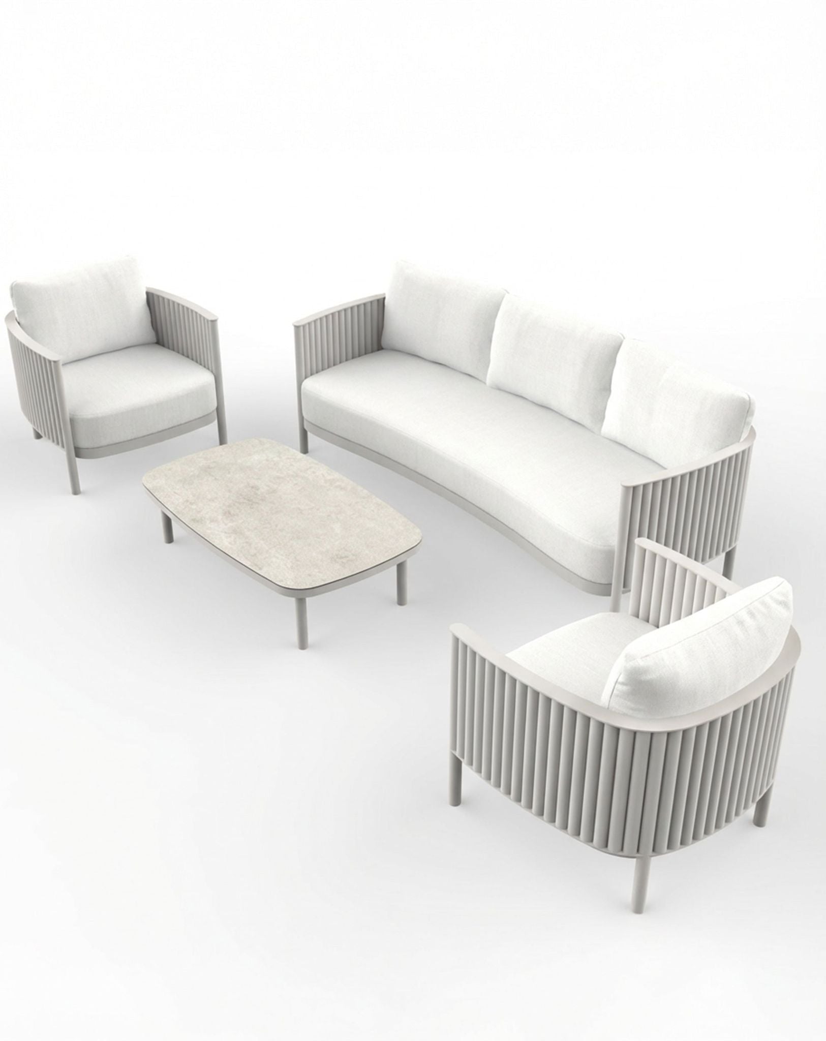 Mali 5 Seater White Lounging Set with Coffee Table