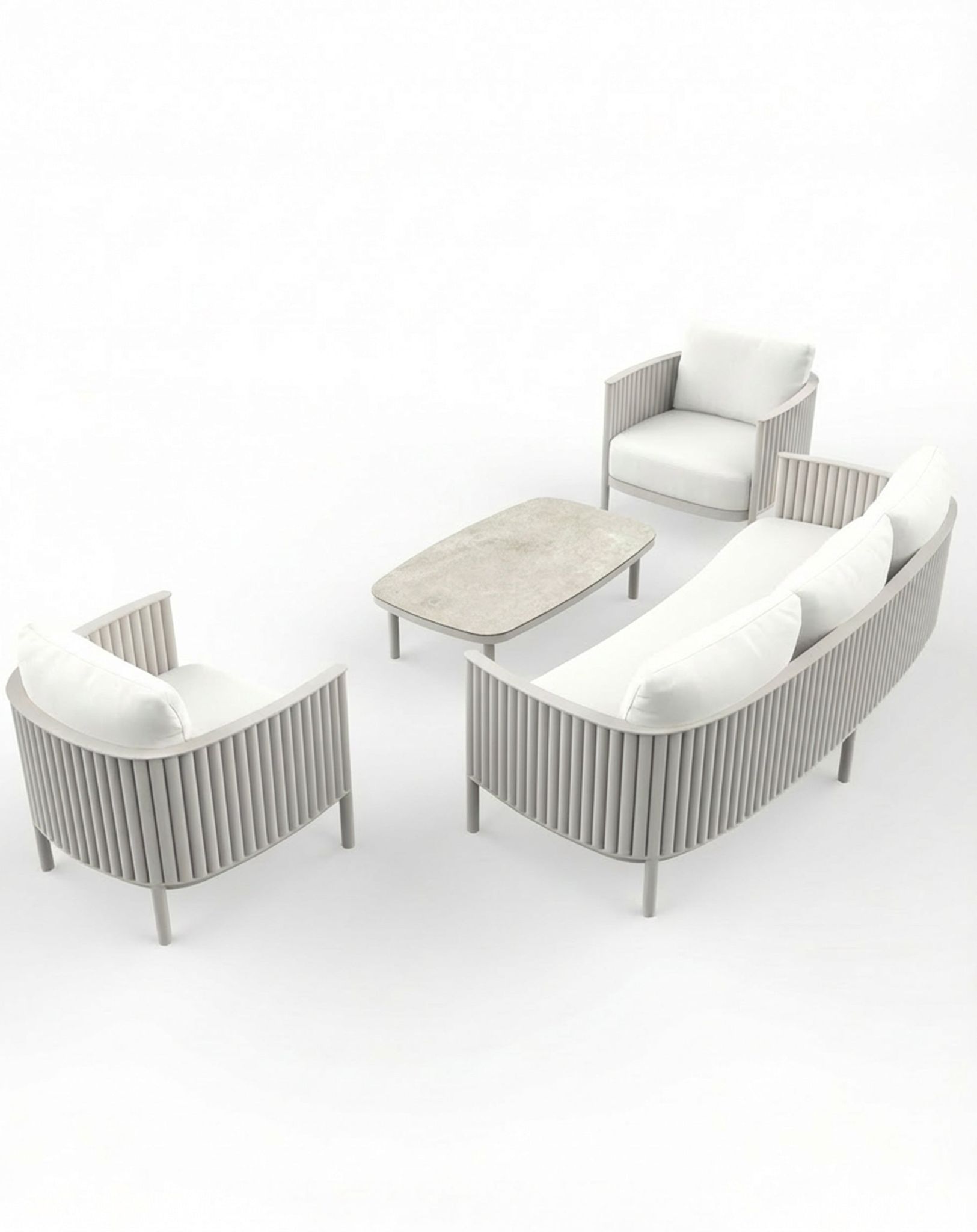 Mali 5 Seater White Lounging Set with Coffee Table