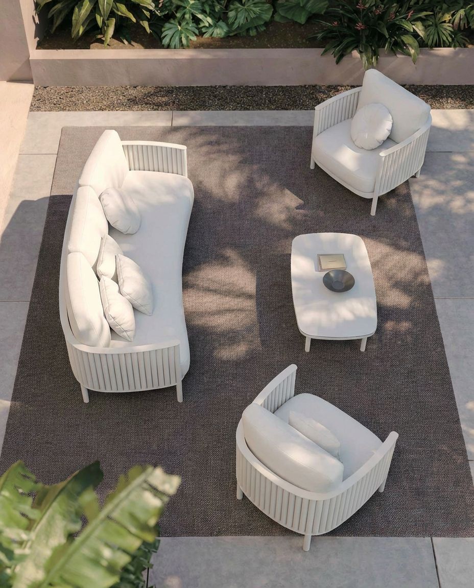 Mali 5 Seater White Lounging Set with Coffee Table
