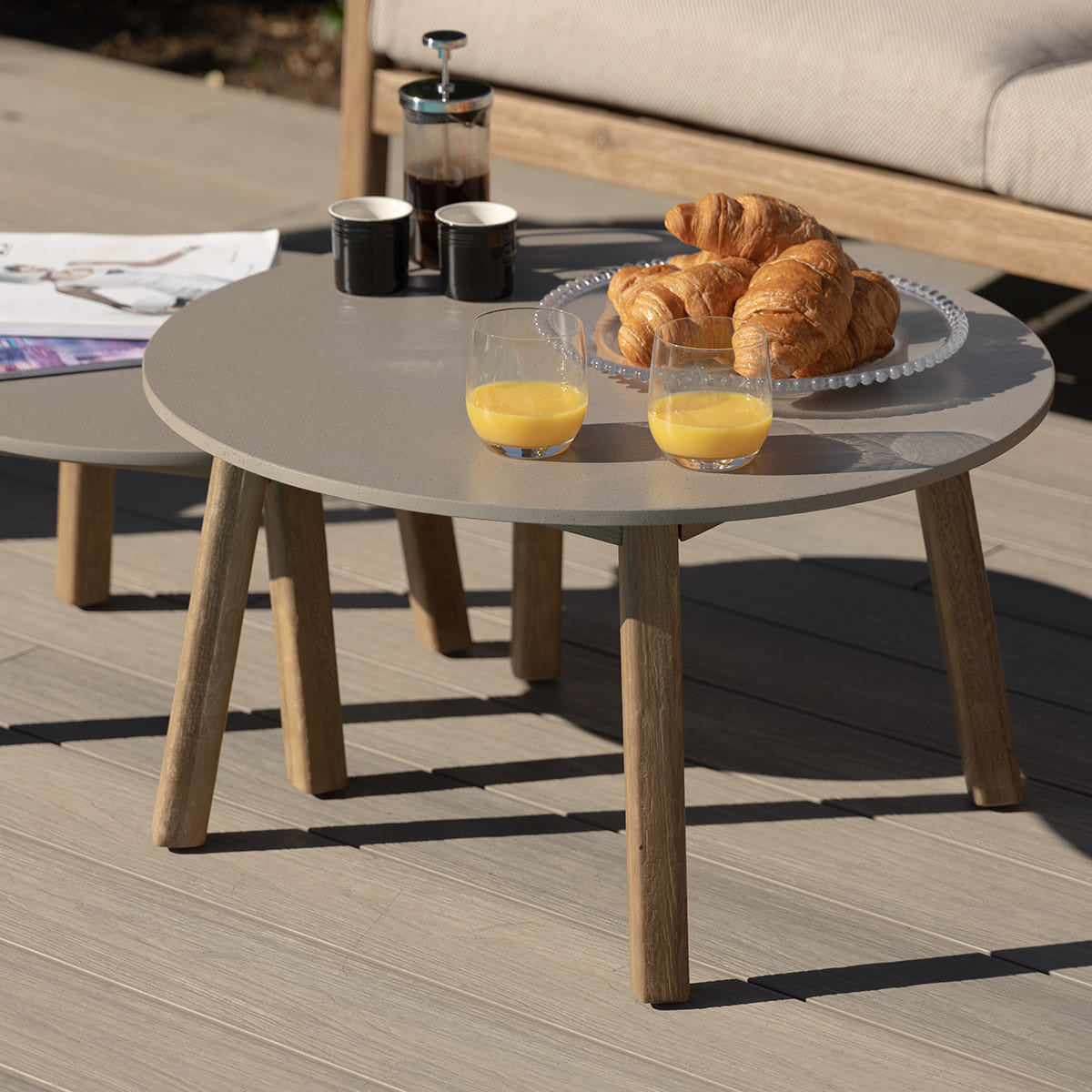 Maze Martinique Acacia Wood Light Brown Rope Outdoor Sofa Set | 4 Seater