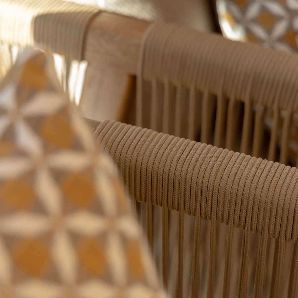 Maze Martinique Acacia Wood Light Brown Rope Outdoor Sofa Set | 4 Seater