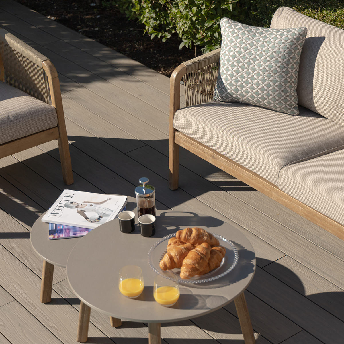 Maze Martinique Acacia Wood Light Brown Rope Outdoor Sofa Set | 4 Seater