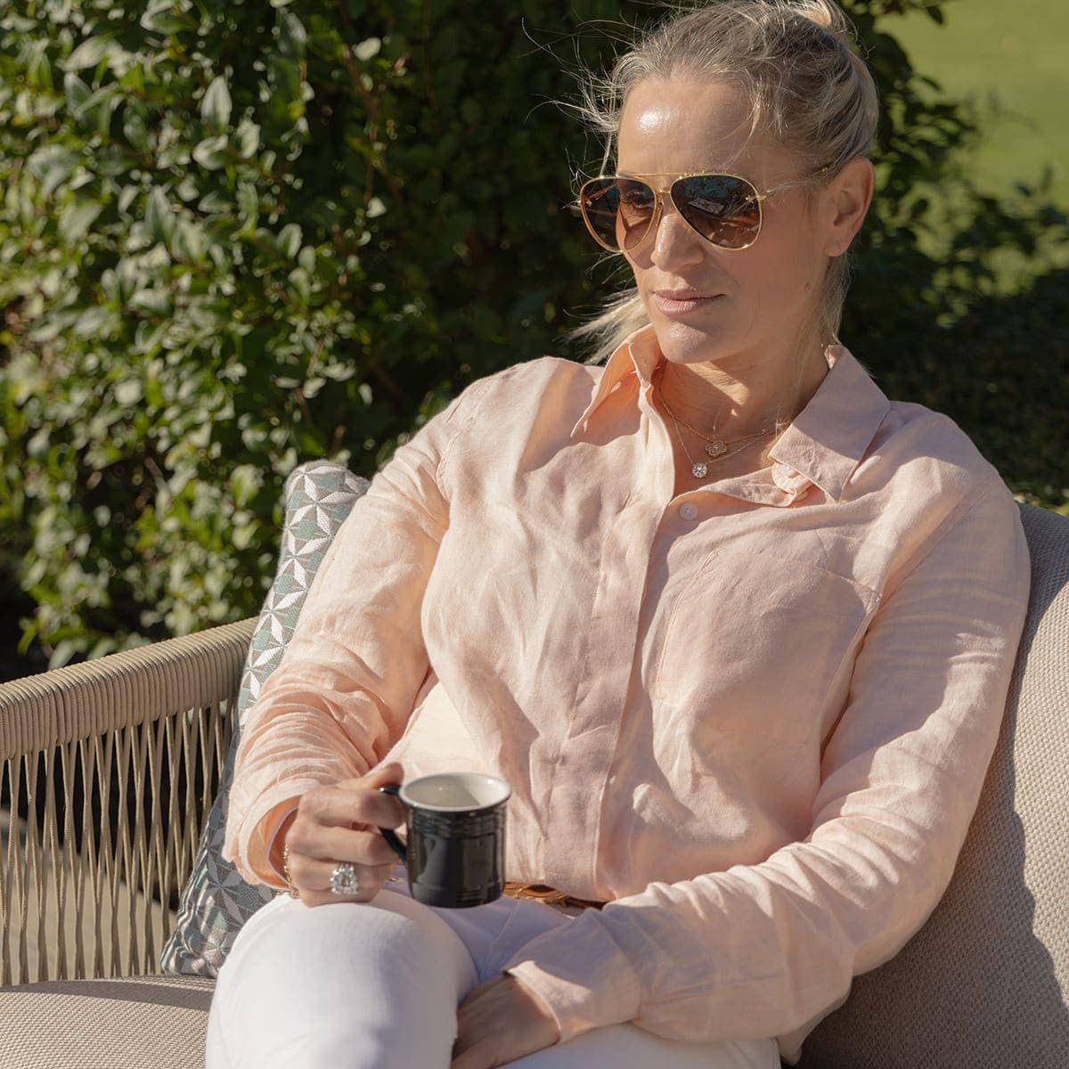 Maze Martinique Acacia Wood Light Brown Rope Outdoor Sofa Set | 4 Seater