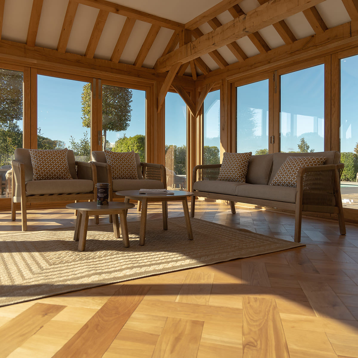 Maze Martinique Acacia Wood Light Brown Rope Outdoor Sofa Set | 4 Seater