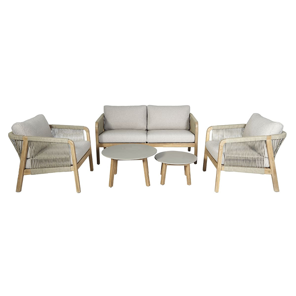 Maze Martinique Acacia Wood Light Brown Rope Outdoor Sofa Set | 4 Seater