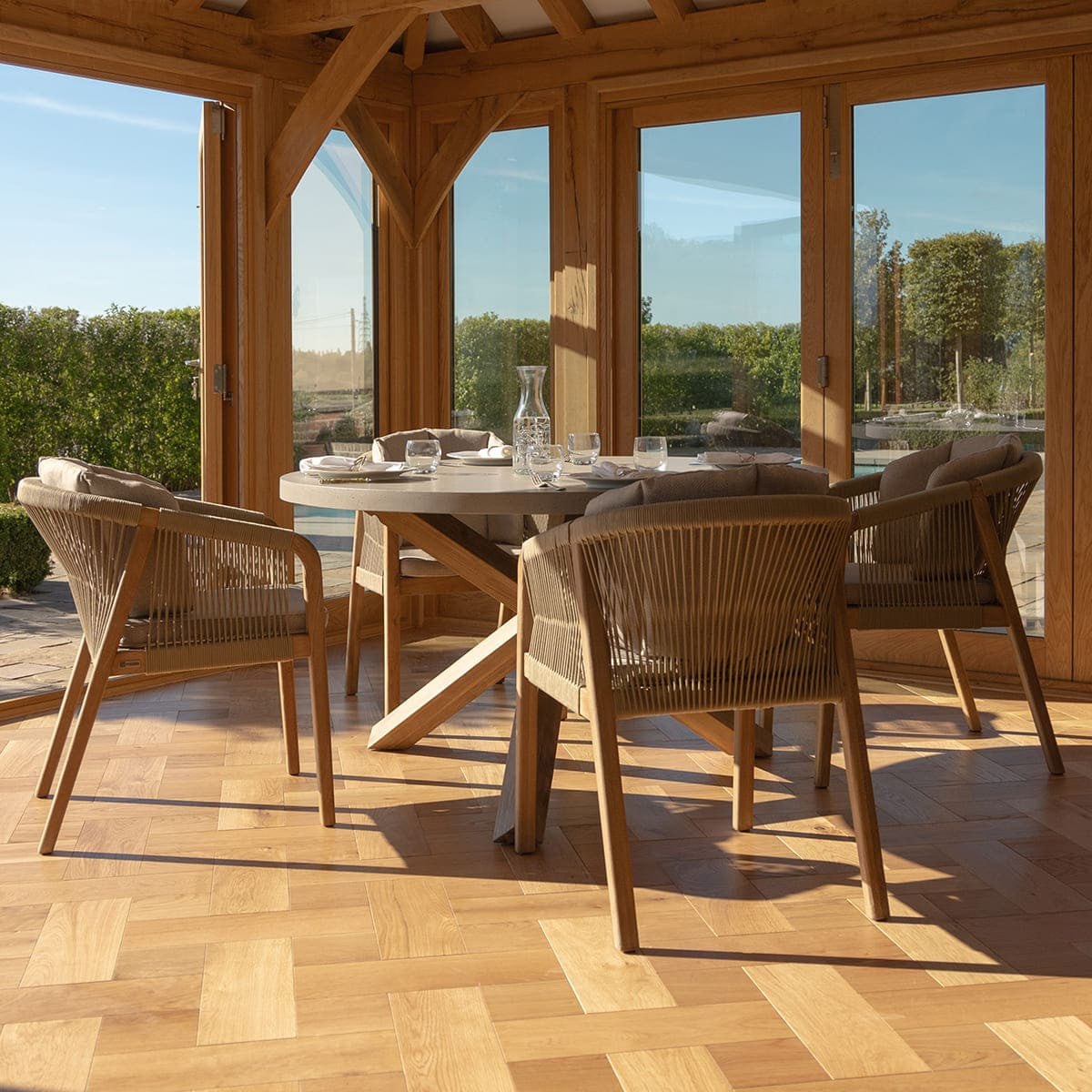 Maze Martinique Acacia Wood Light Brown Rope Outdoor Dining Set | 4 Seater