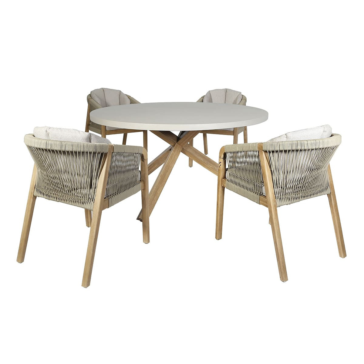 Maze Martinique Acacia Wood Light Brown Rope Outdoor Dining Set | 4 Seater