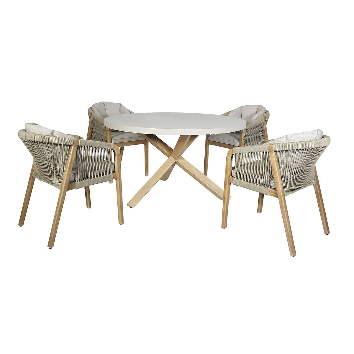 Maze Martinique Acacia Wood Light Brown Rope Outdoor Dining Set | 4 Seater