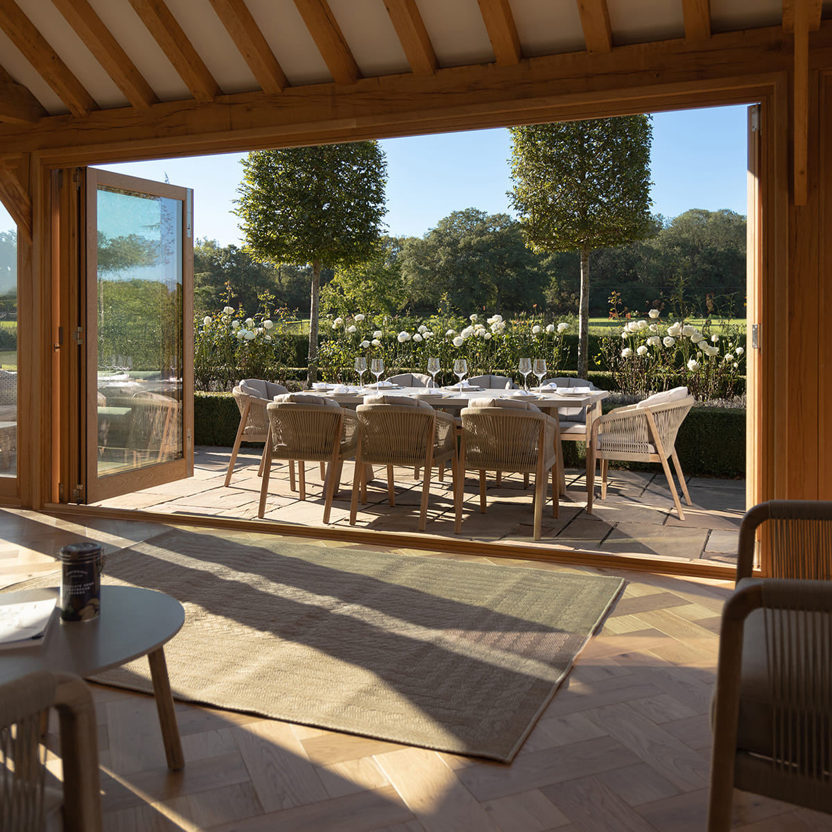Martinique Acacia Wood Light Brown Rope Outdoor Dining Set | 8 Seater