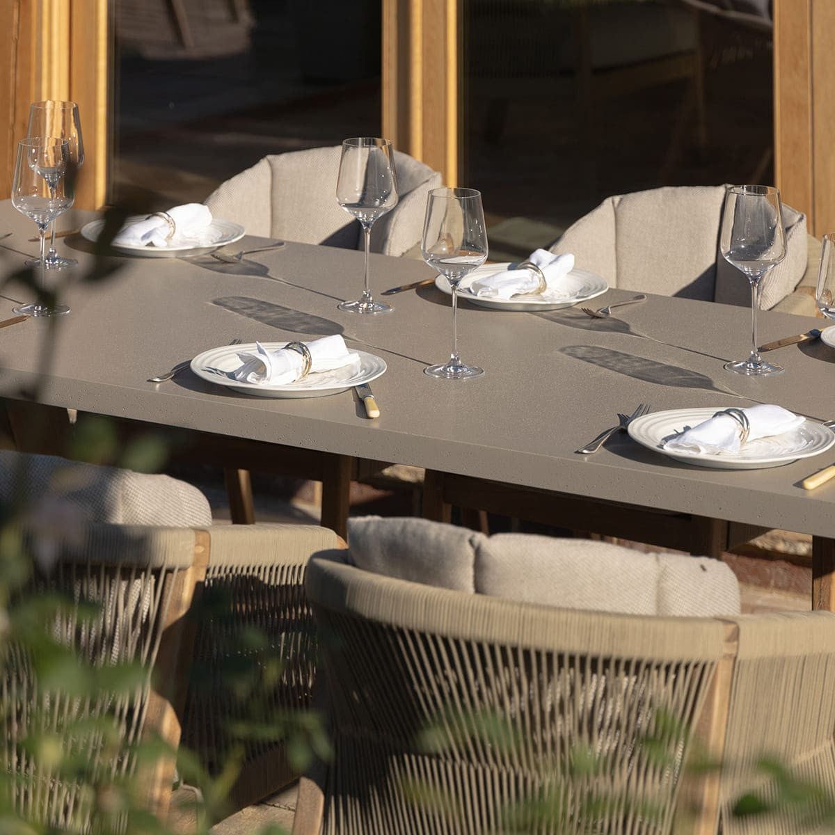 Martinique Acacia Wood Light Brown Rope Outdoor Dining Set | 8 Seater