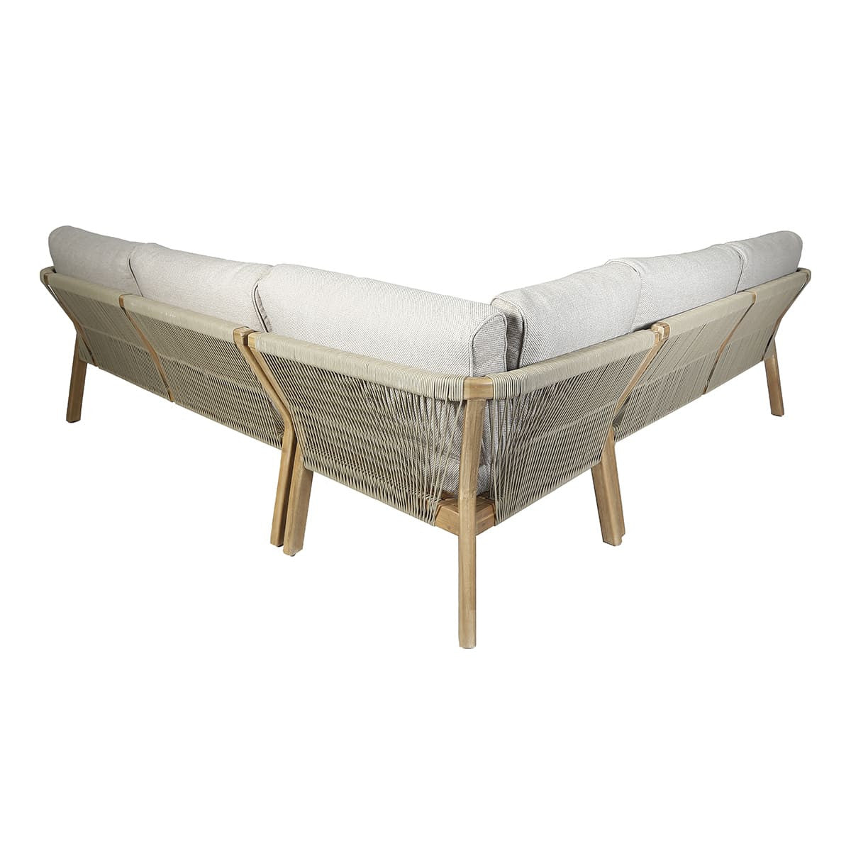 Maze Martinique Acacia Wood Light Brown Rope Outdoor Corner Sofa Set | 6 Seater