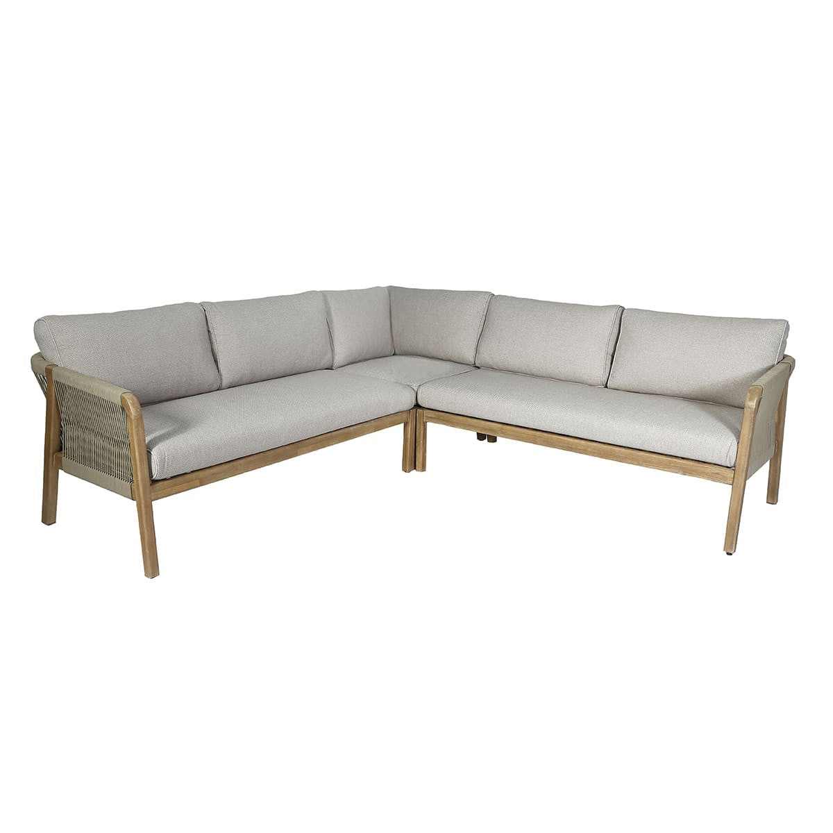 Maze Martinique Acacia Wood Light Brown Rope Outdoor Corner Sofa Set | 6 Seater