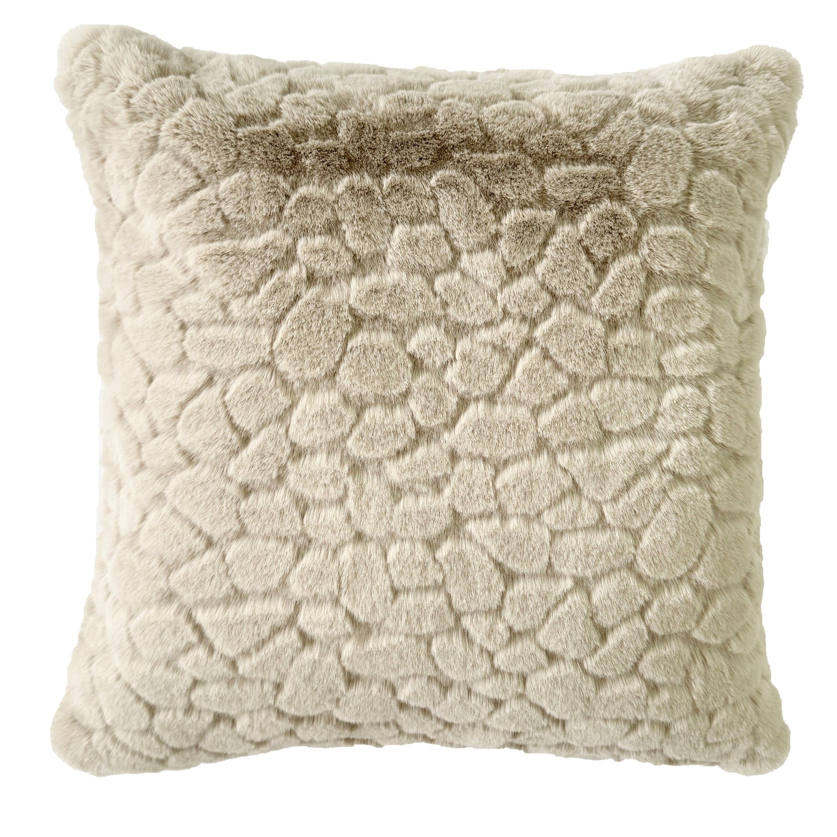 Malini Camberwell Cloud Design Faux Fur Taupe Square Cushion 50x50 - CLEARANCE