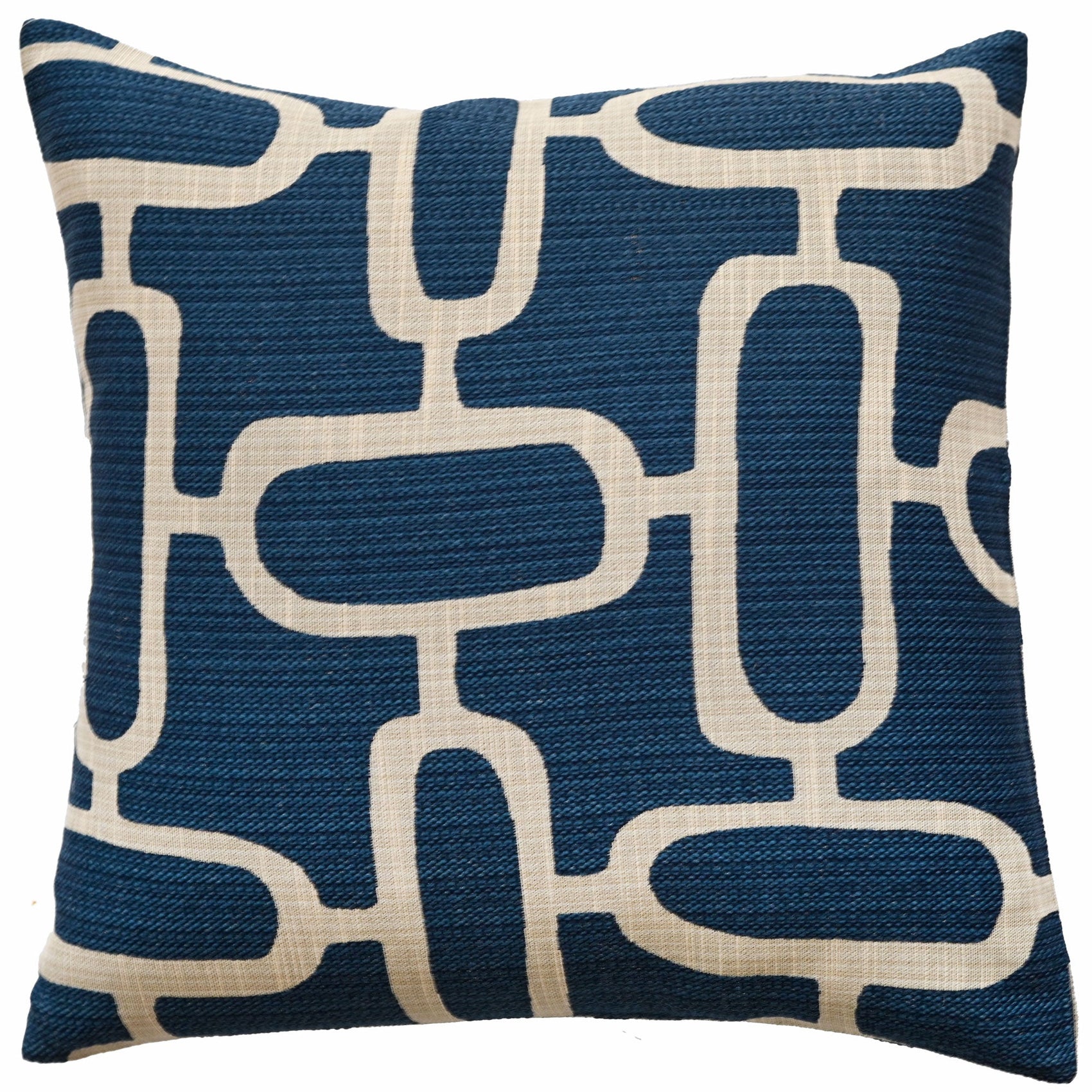 Malini Edison Abstract Chains Jacquard Blue Square Cushion 50x50