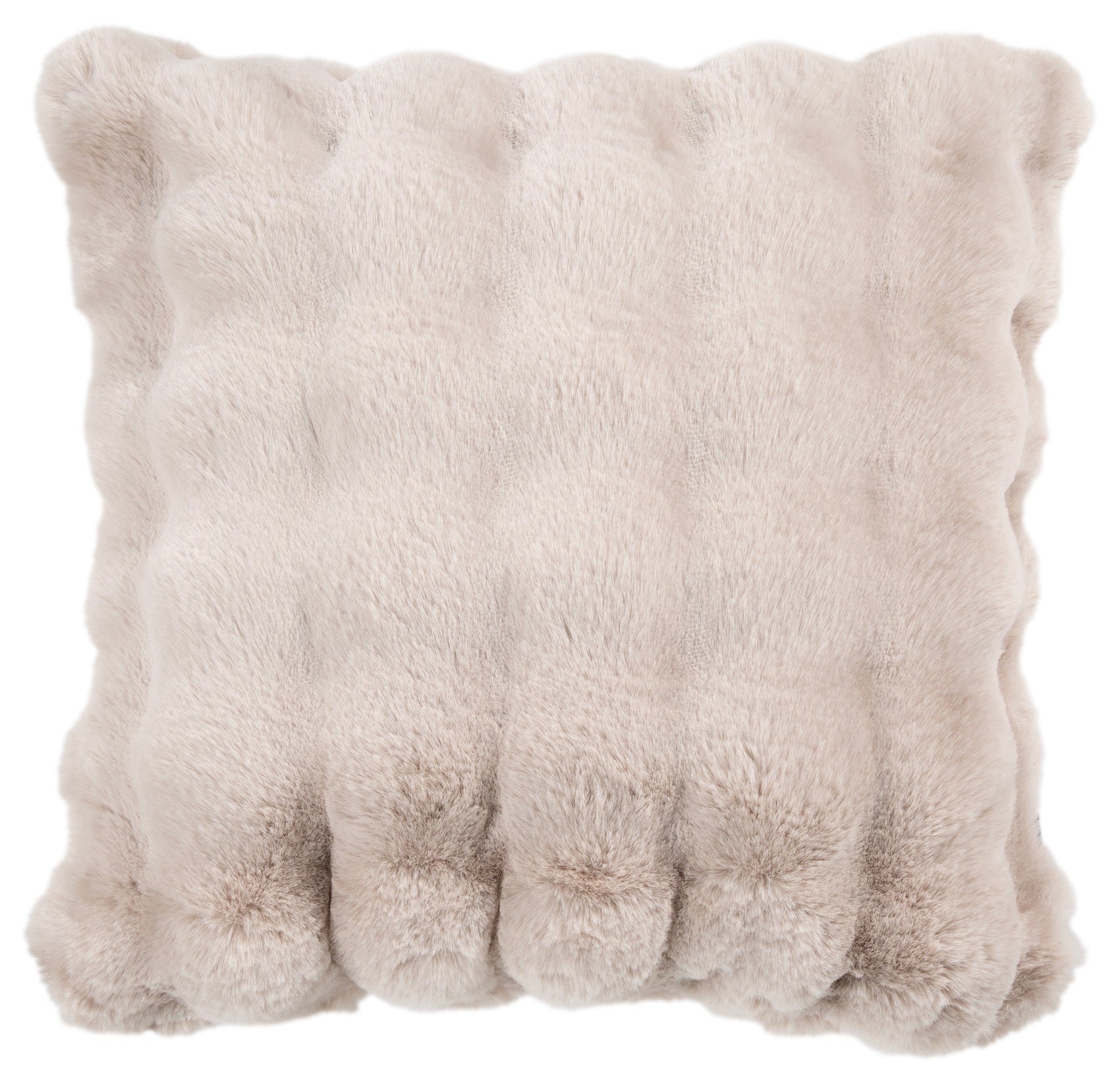 Malini Soft Bubble Cushion In Faux Rabbit Beige Square Cushion 50x50