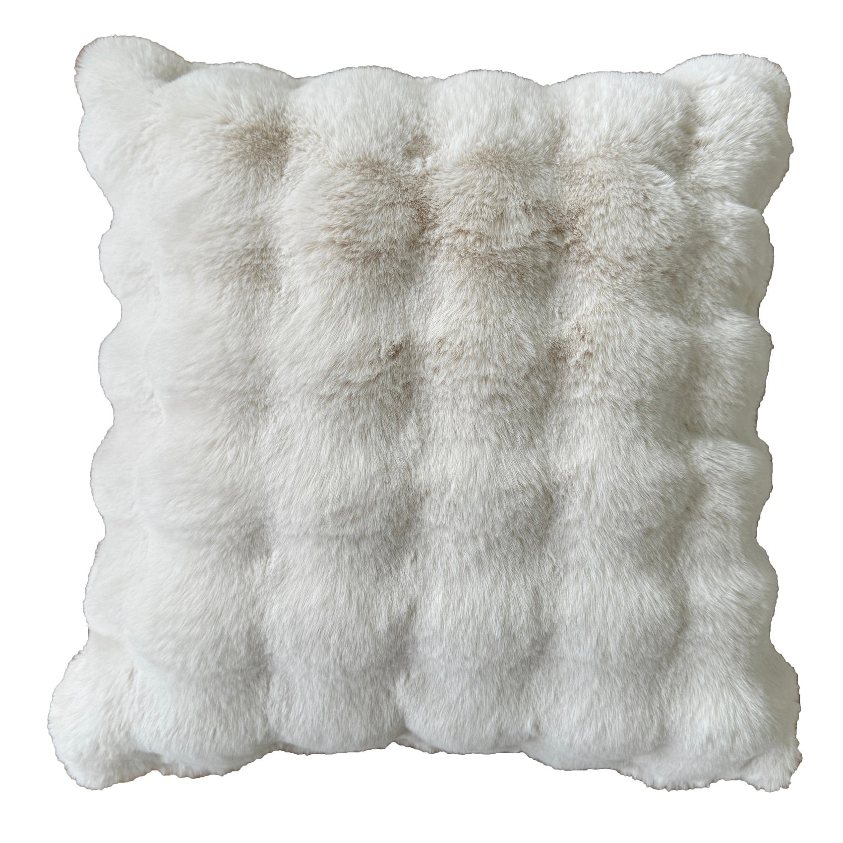 Malini Raffles Extreme Soft Textured In Faux Rabbit White Square Cushion 50x50