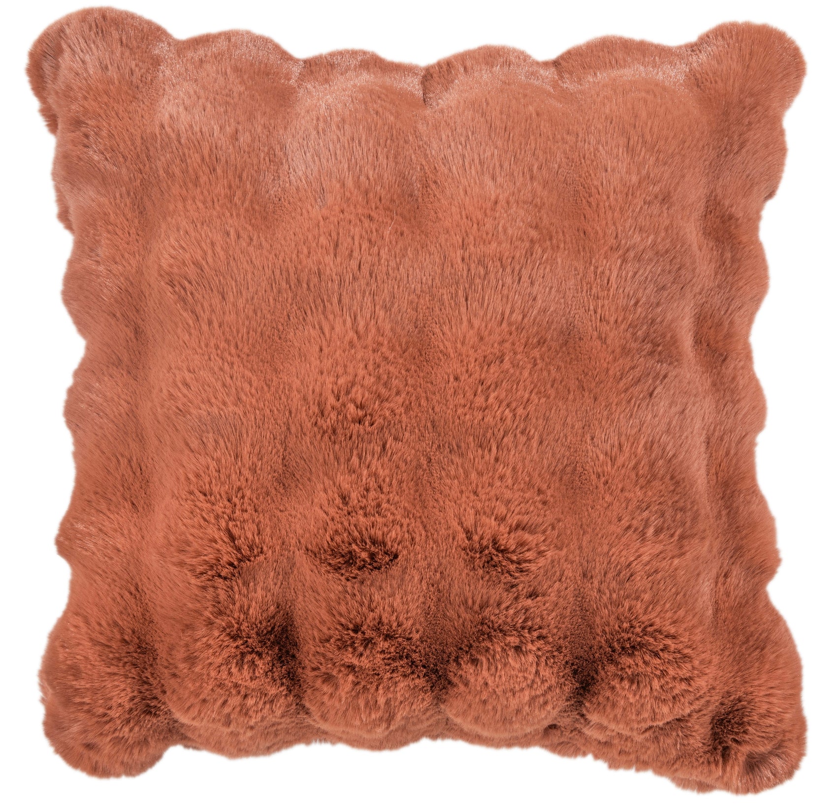 Malini Soft Bubble Cushion In Faux Rabbit Orng Square Cushion 50x50