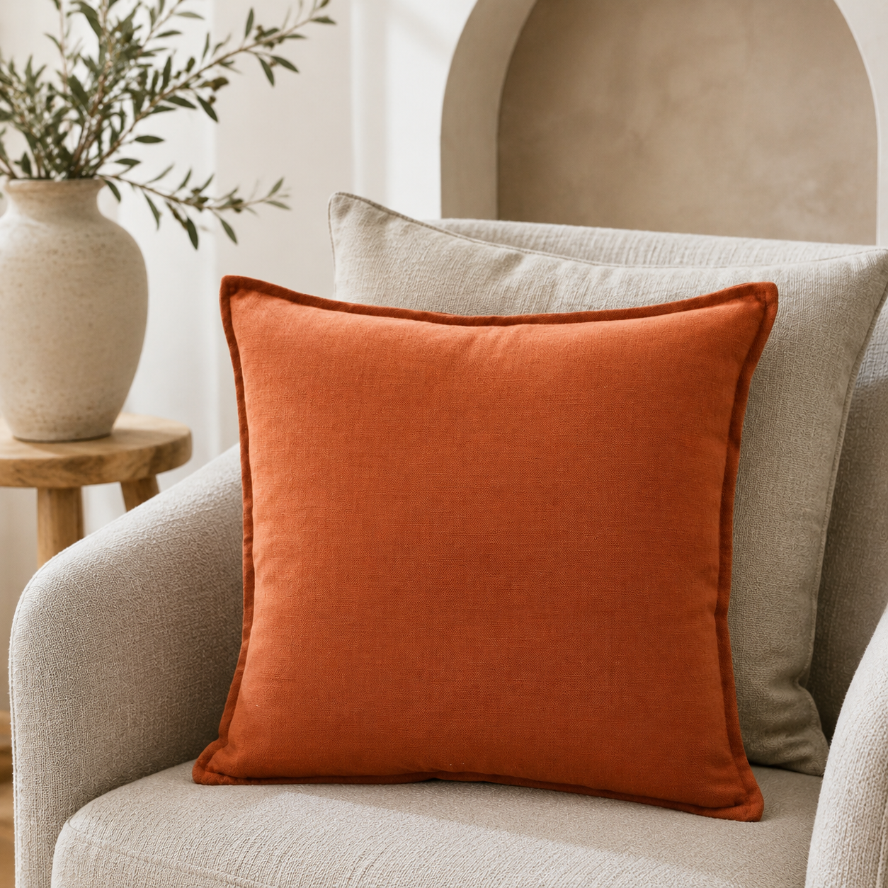 Malini Tia Rust Orange 50x50 cushion lifestyle image