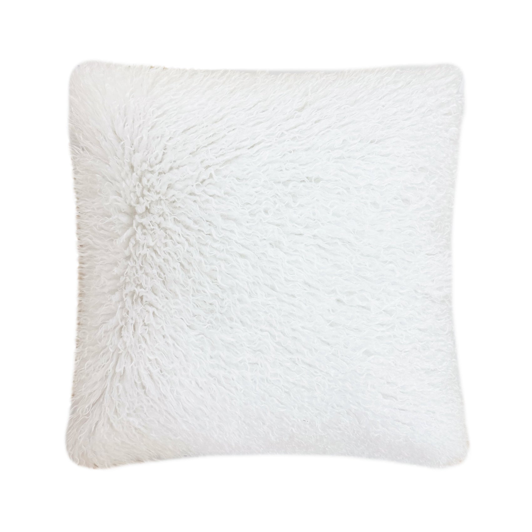 Malini Tibet Textured Faux Mongolian White Square Cushion 50x50