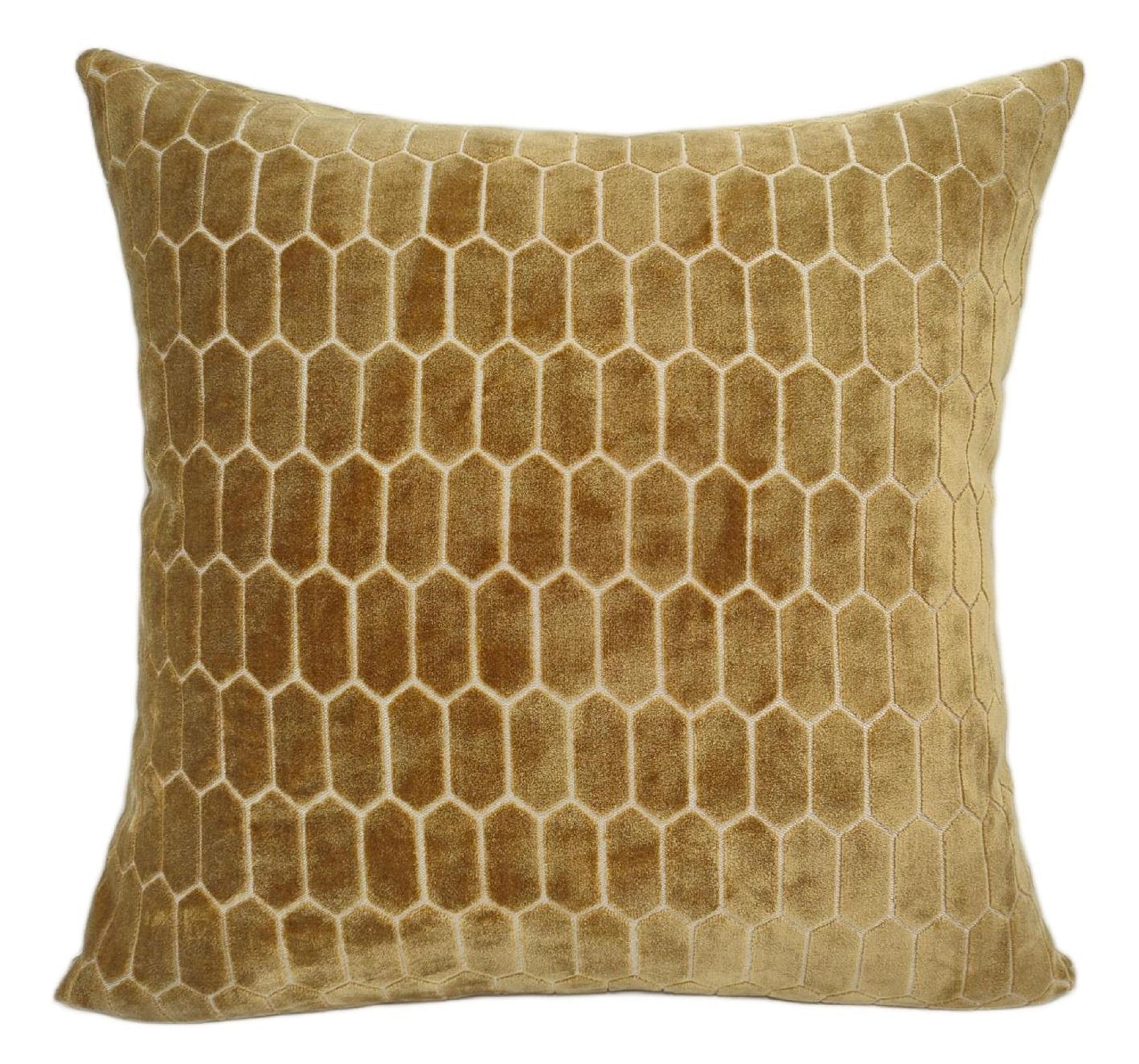 Malini Cut Velvet Honeycombe Whiskey Square Cushion 56x56