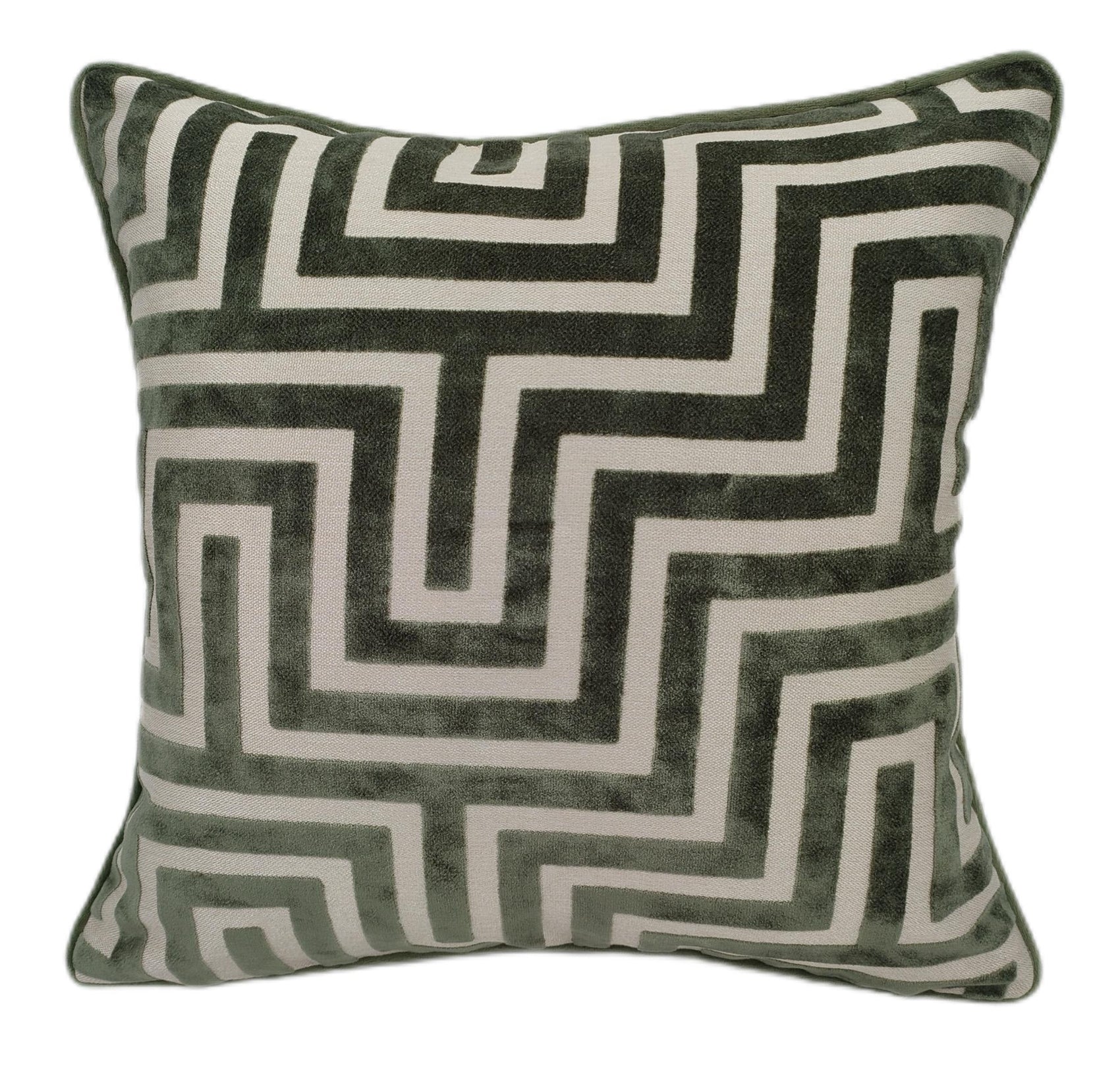 Malini Maze Cut Velvet Pm Sage Square Cushion 56x56