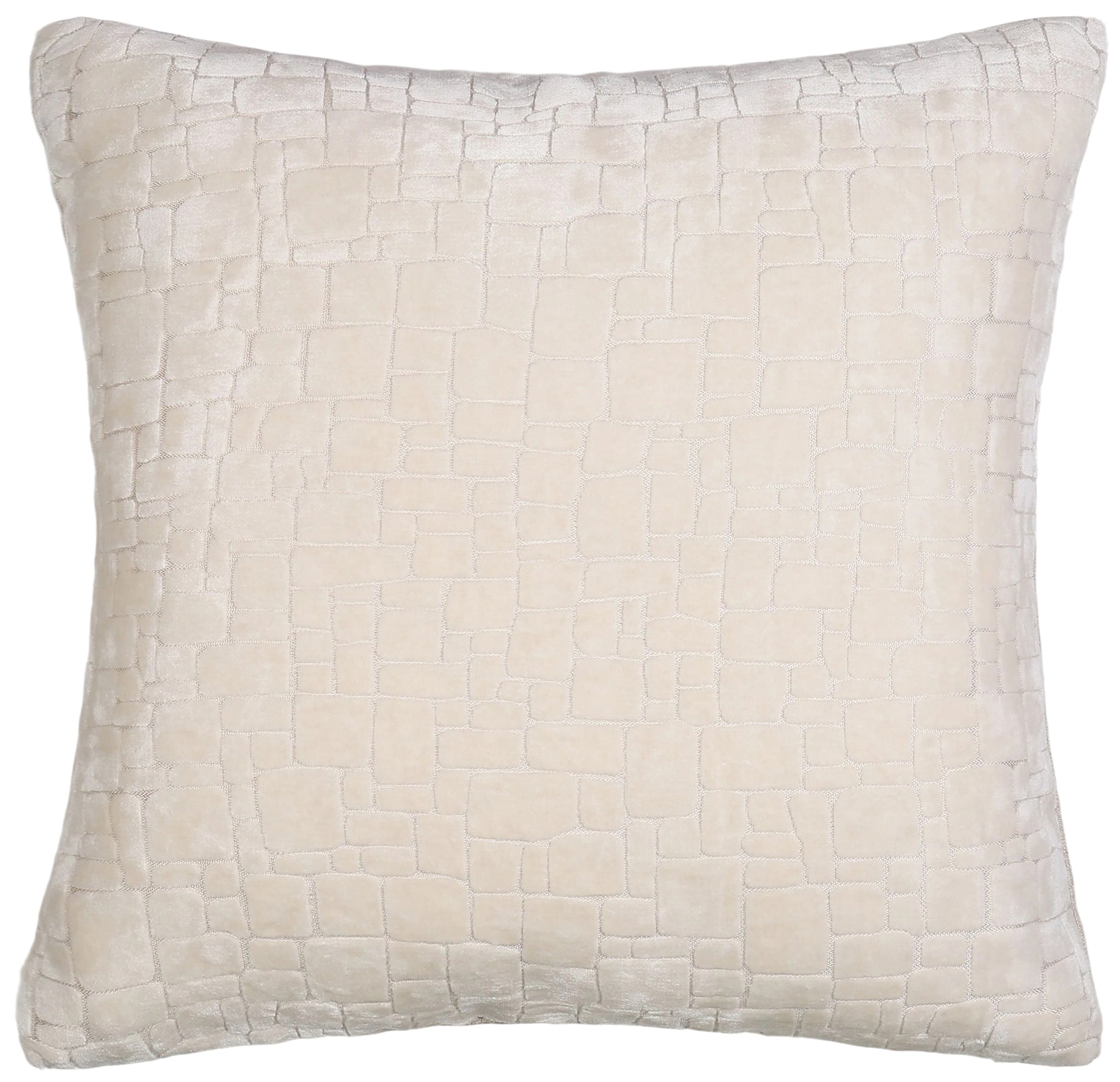 CUT VELVET ABSTRACT SQUARES IVORY 56 X56