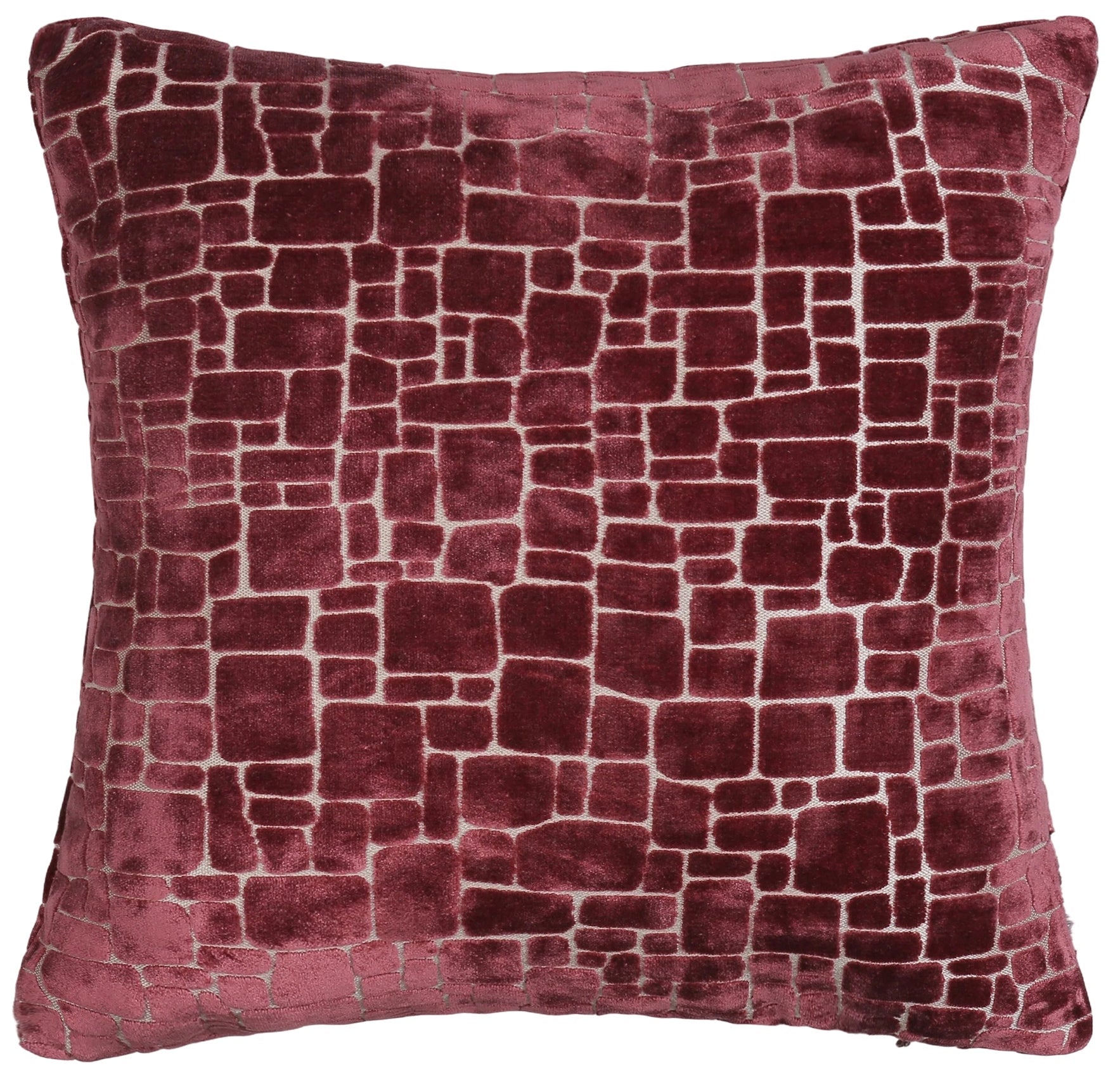 CUT VELVET ABSTRACT SQUARES WINE 56X56