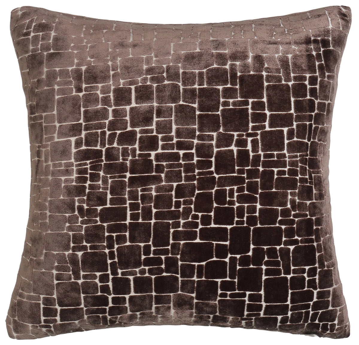 CUT VELVET ABSTRACT SQUARES CHOC 56X56