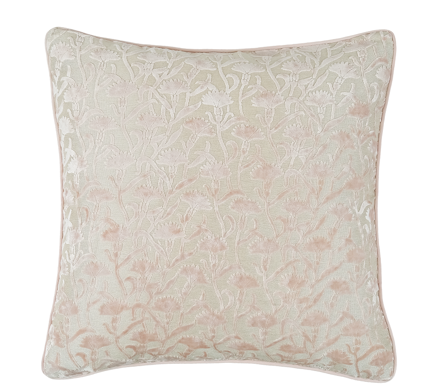 CUT VELVET FLORAL BABY PINK REV   50 X 50