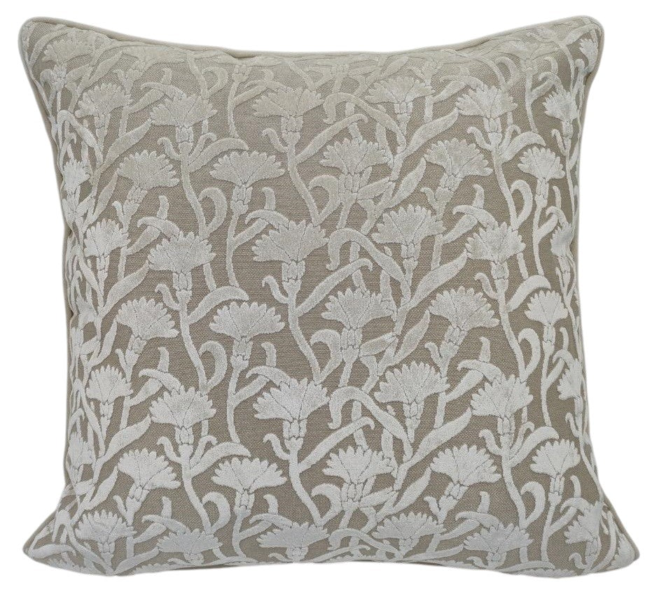 Malini Cut Velvet Floral Taupe Rev Velvet Square Cushion 50x50