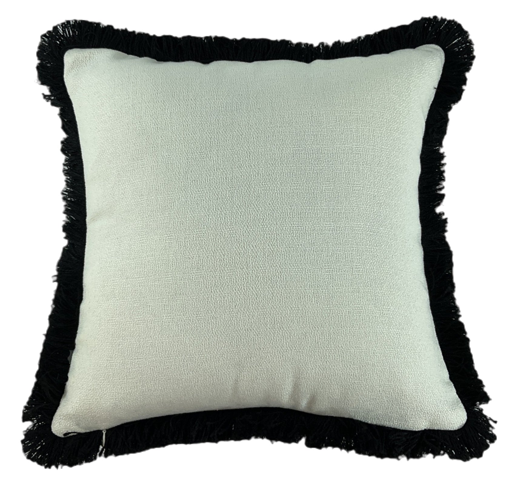 Malini Slub With Heavy Black Fringe Square Cushion 56x56