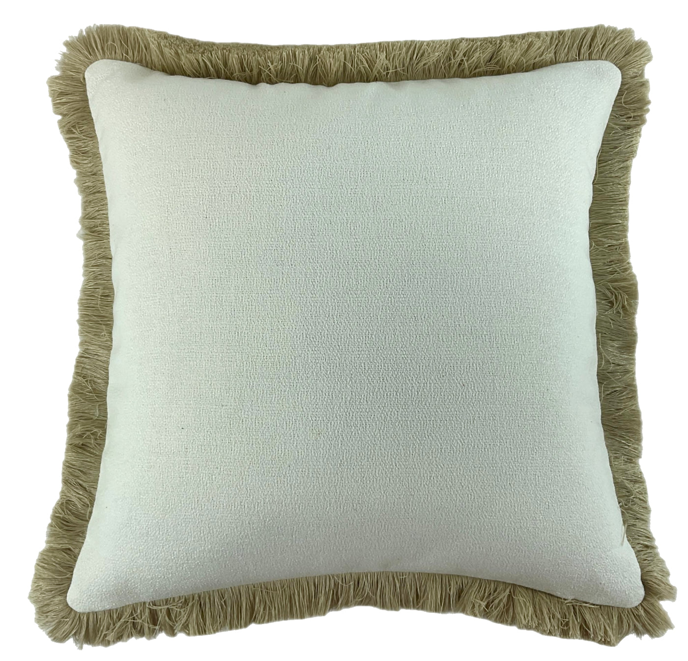 Malini Slub With Heavy Natural Fringe Square Cushion 56x56