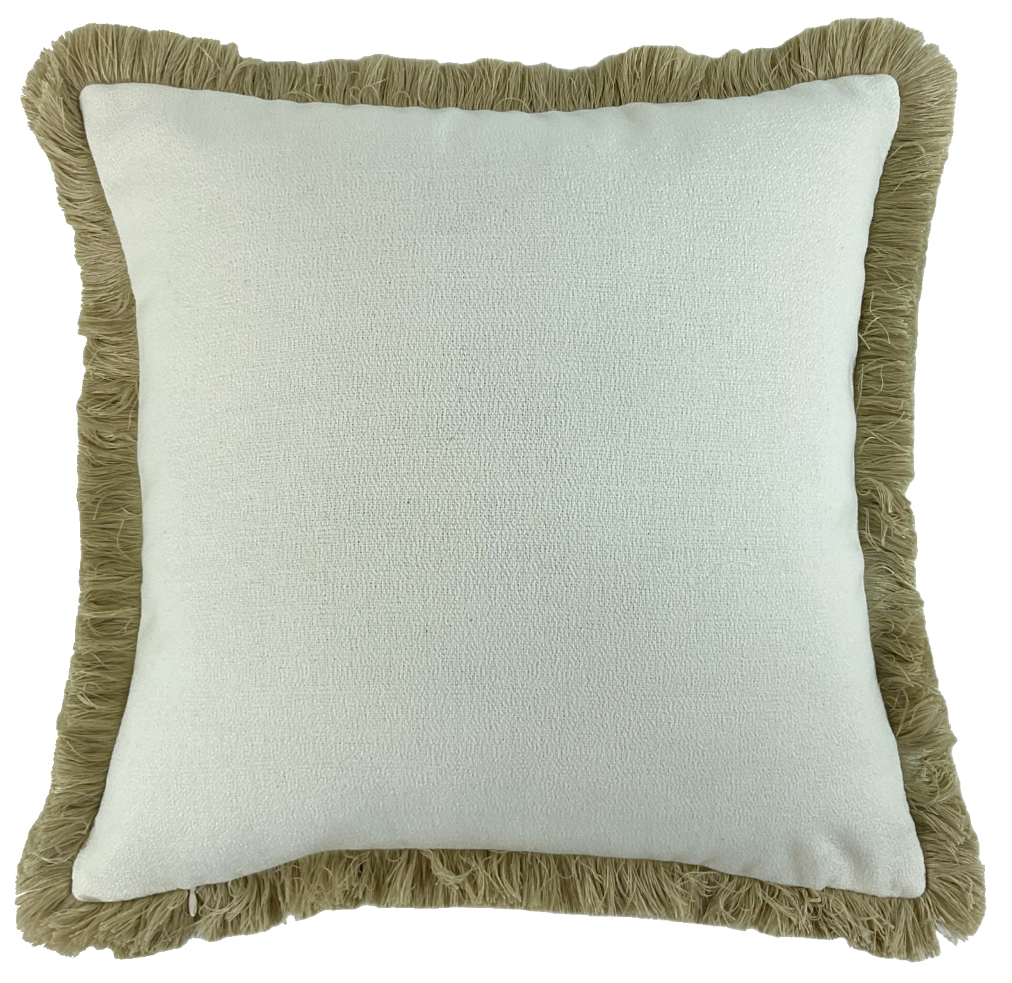 Malini Slub With Heavy Natural Fringe Square Cushion 56x56